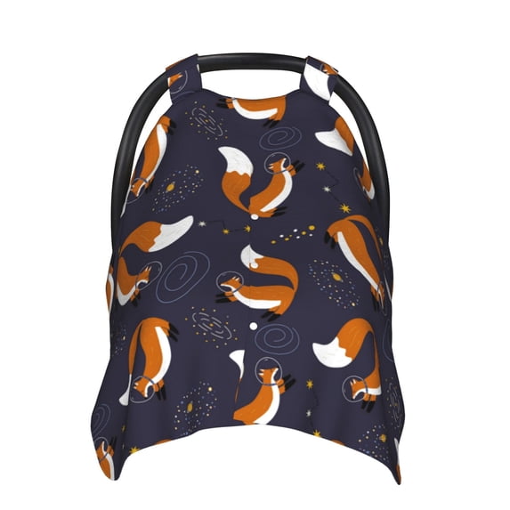 Car Seat Cover Baby - Cosmic Fox Breathable Infant Car Seat Cover for Baby Carseat, Lightweight Comfort Baby Essentials Must Haves Newborn Stuff for Girl Boy