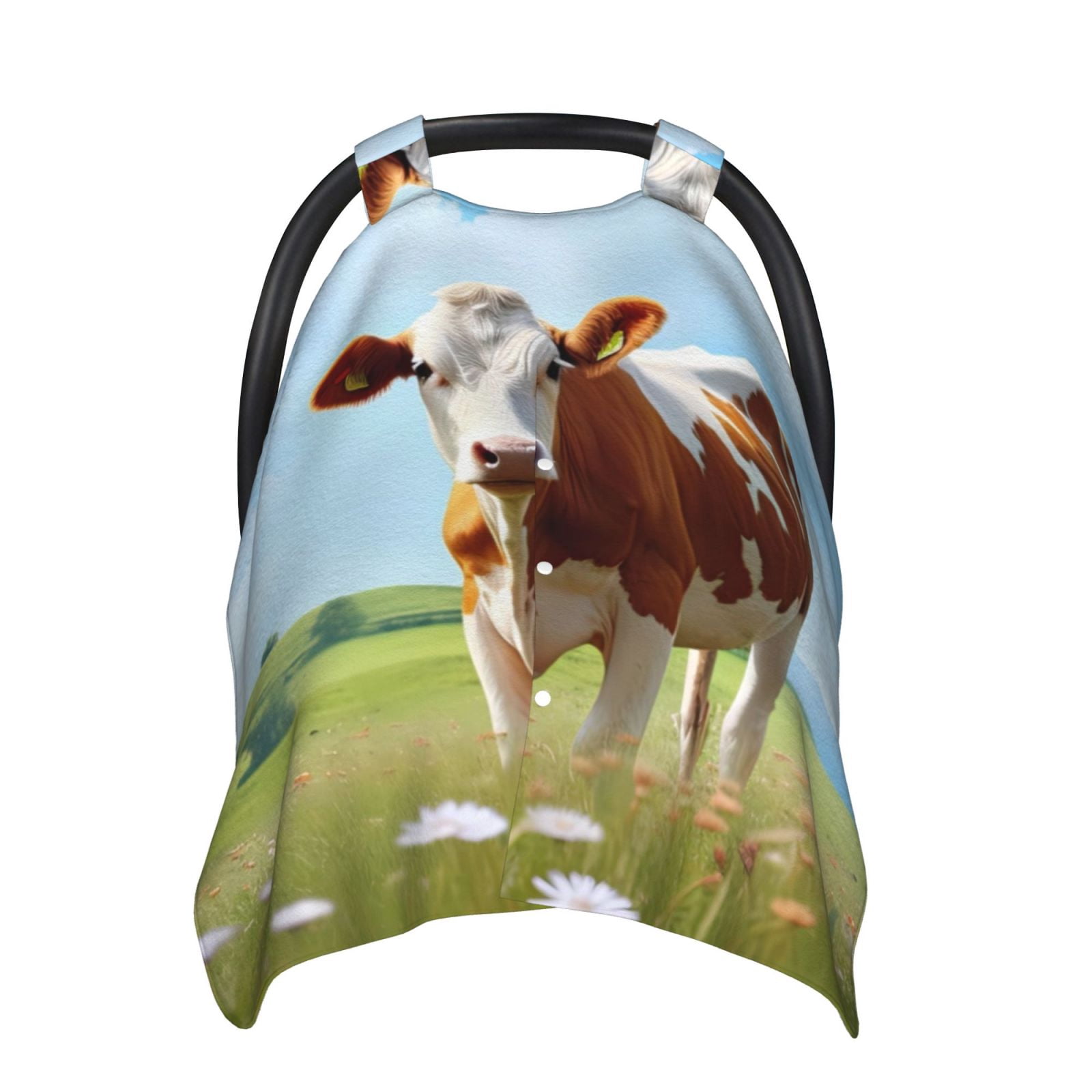 Car Seat Cover Baby - Cow Grazing Nature Breathable Infant Car Seat Cover for Baby Carseat, Lightweight Comfort Baby Essentials Must Haves Newborn Stuff for Girl Boy