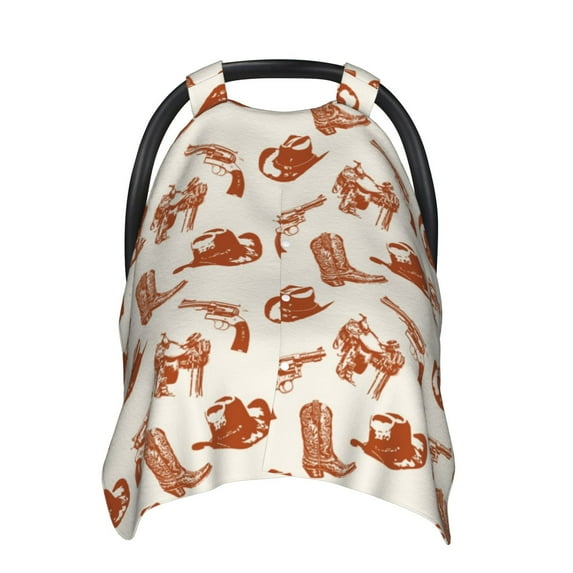 Car Seat Cover Baby - Cowboy Western Carseat Covers Baby for Girl Boy, Lightweight Newborn Car Seat Canopy Breathable Soft Infant Car Seat Cover