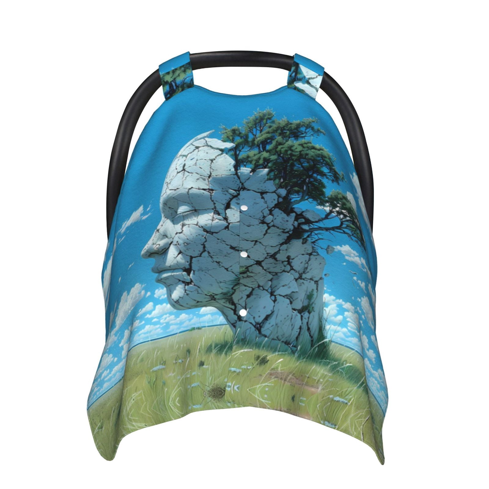 Car Seat Cover Baby - Cracked Earth Head Tree Breathable Infant Car Seat Cover for Baby Carseat, Lightweight Comfort Baby Essentials Must Haves Newborn Stuff for Girl Boy