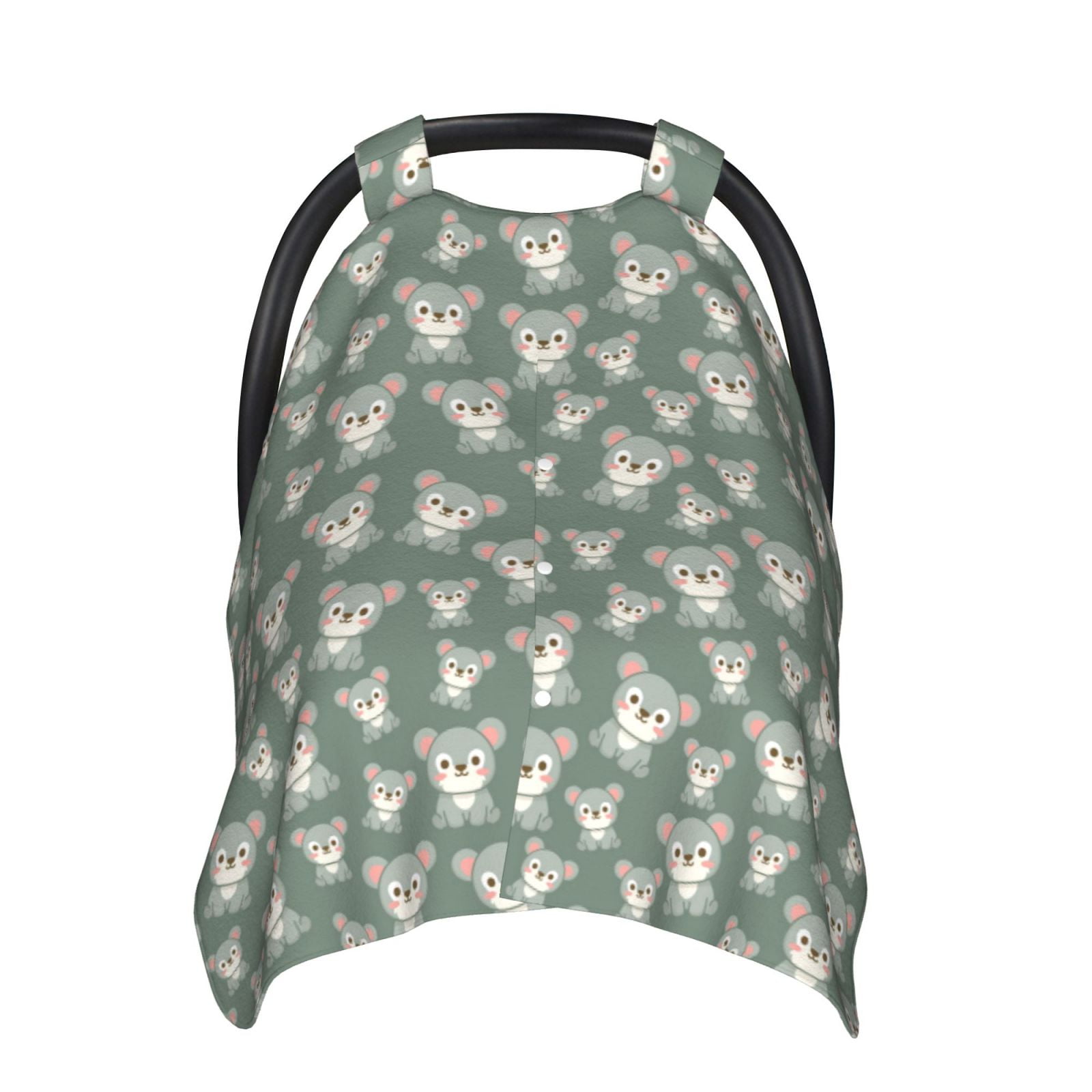 Car Seat Cover Baby - Cute Bear Print Green Breathable Infant Car Seat Cover for Baby Carseat, Lightweight Comfort Baby Essentials Must Haves Newborn Stuff for Girl Boy