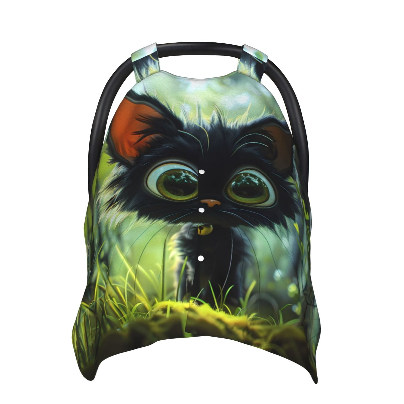 Car Seat Cover Baby - Cute Big-Eyed Black Cat Breathable Infant Car Seat Cover for Baby Carseat, Lightweight Comfort Baby Essentials Must Haves Newborn Stuff for Girl Boy