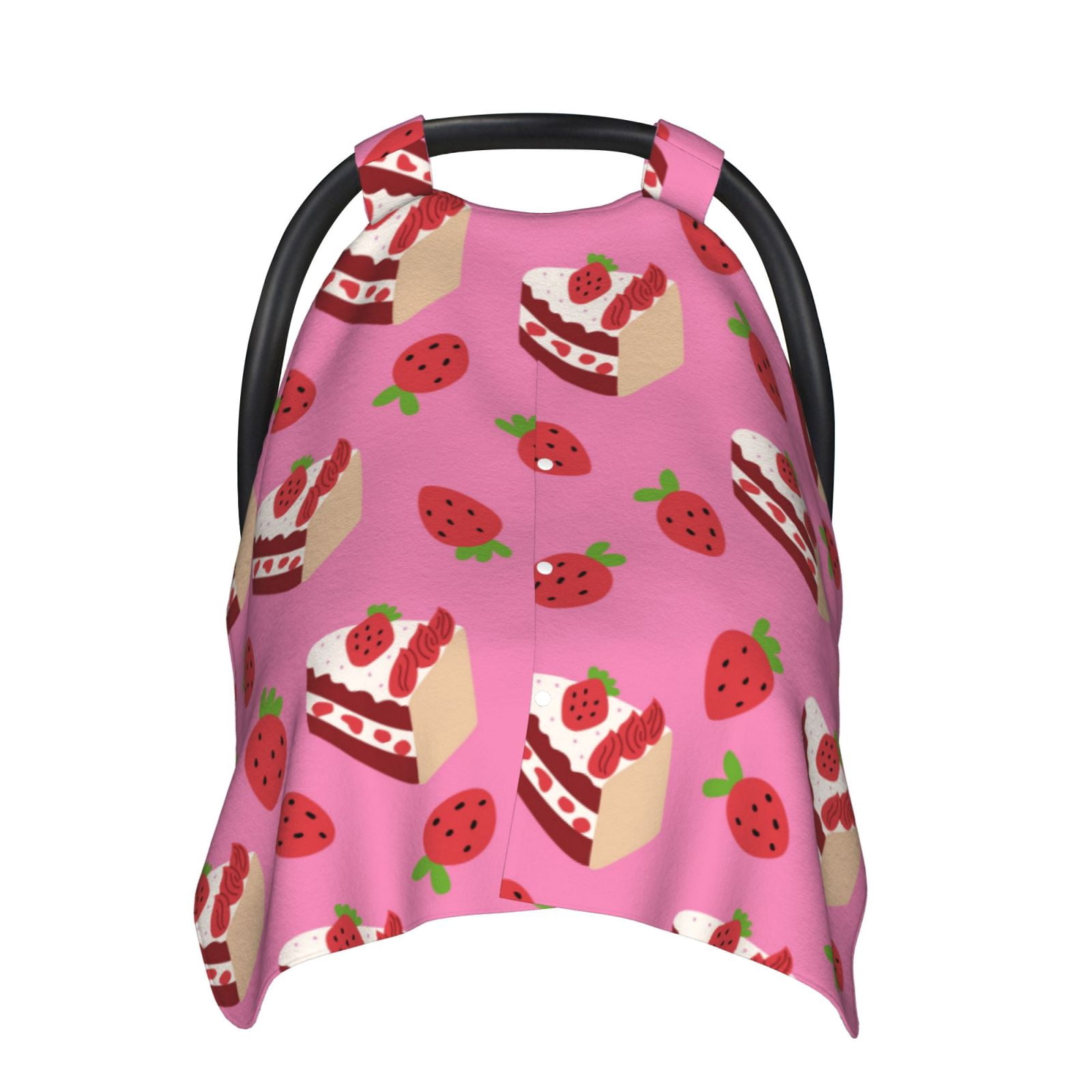 Car Seat Cover Baby - Cute Cake Strawberry Breathable Infant Car Seat Cover for Baby Carseat, Lightweight Comfort Baby Essentials Must Haves Newborn Stuff for Girl Boy