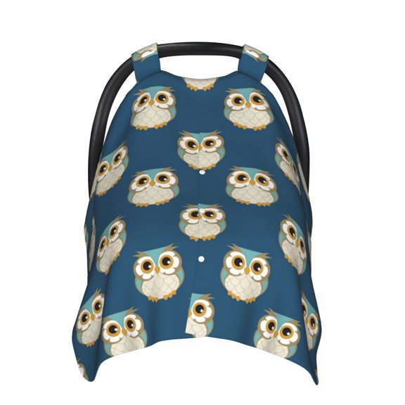 Car Seat Cover Baby - Cute Cartoon Owl Blue Breathable Infant Car Seat Cover for Baby Carseat, Lightweight Comfort Baby Essentials Must Haves Newborn Stuff for Girl Boy