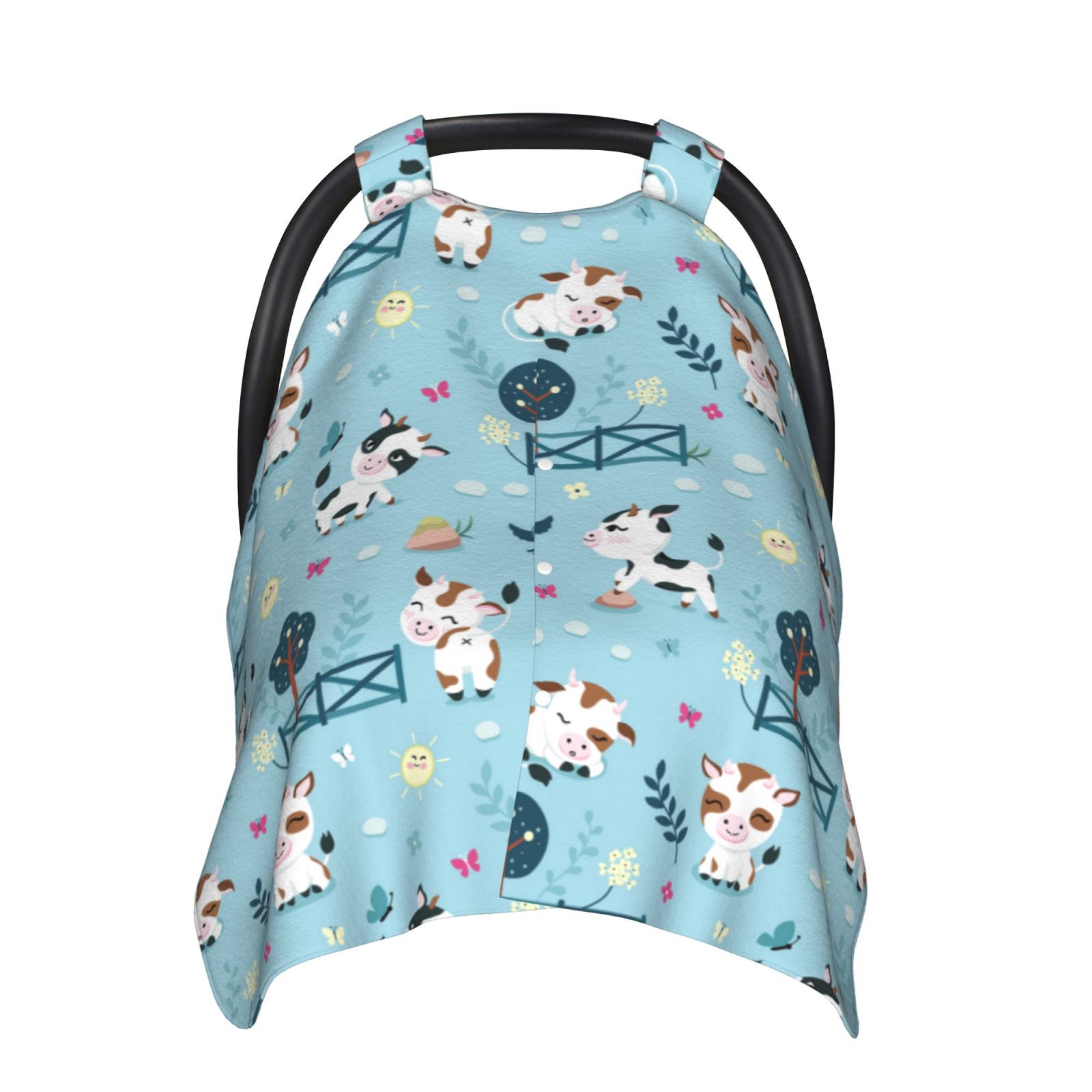 Car Seat Cover Baby - Cute Cow Butterfly Tree Breathable Infant Car Seat Cover for Baby Carseat, Lightweight Comfort Baby Essentials Must Haves Newborn Stuff for Girl Boy