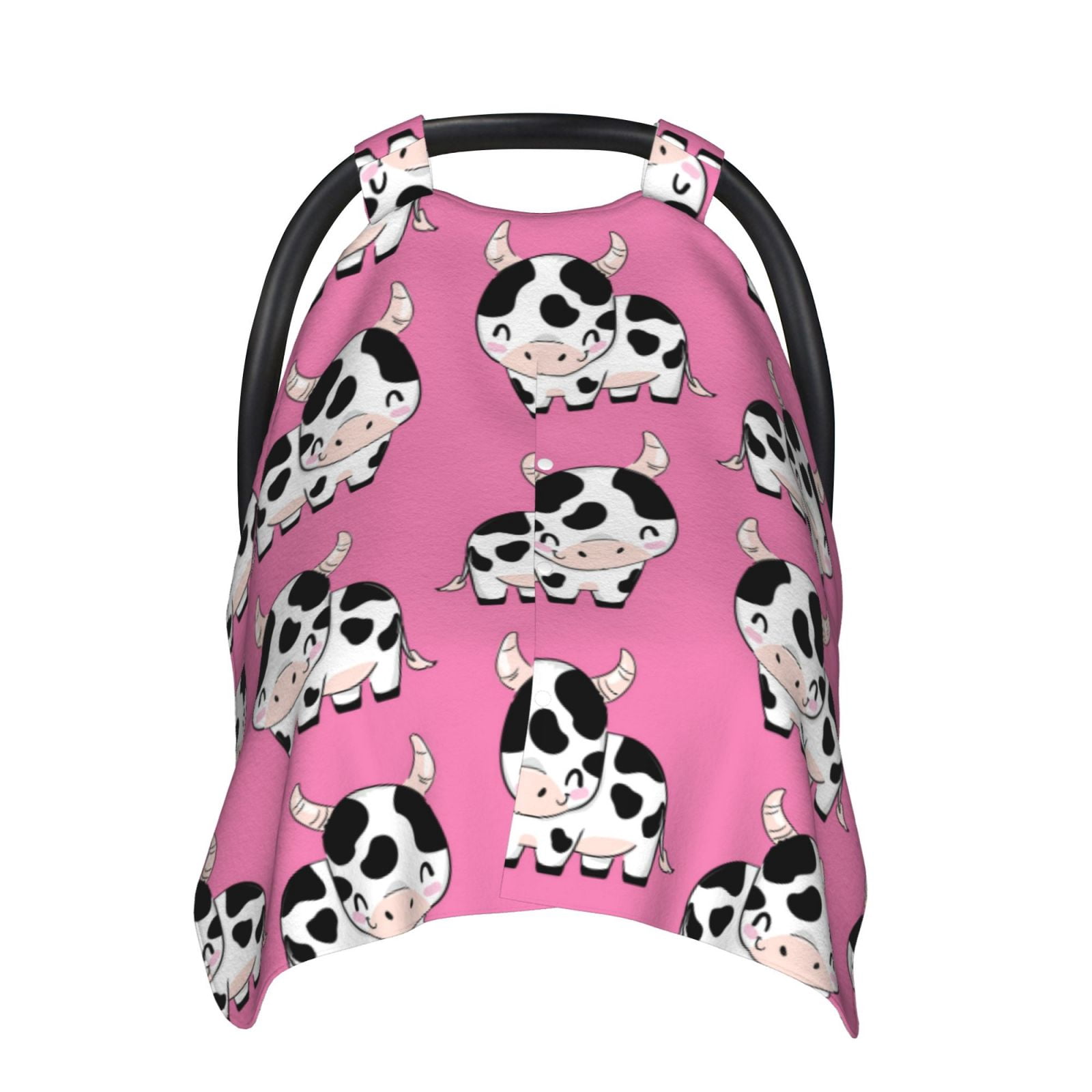 Car Seat Cover Baby - Cute Cow Pink Breathable Infant Car Seat Cover for Baby Carseat, Lightweight Comfort Baby Essentials Must Haves Newborn Stuff for Girl Boy