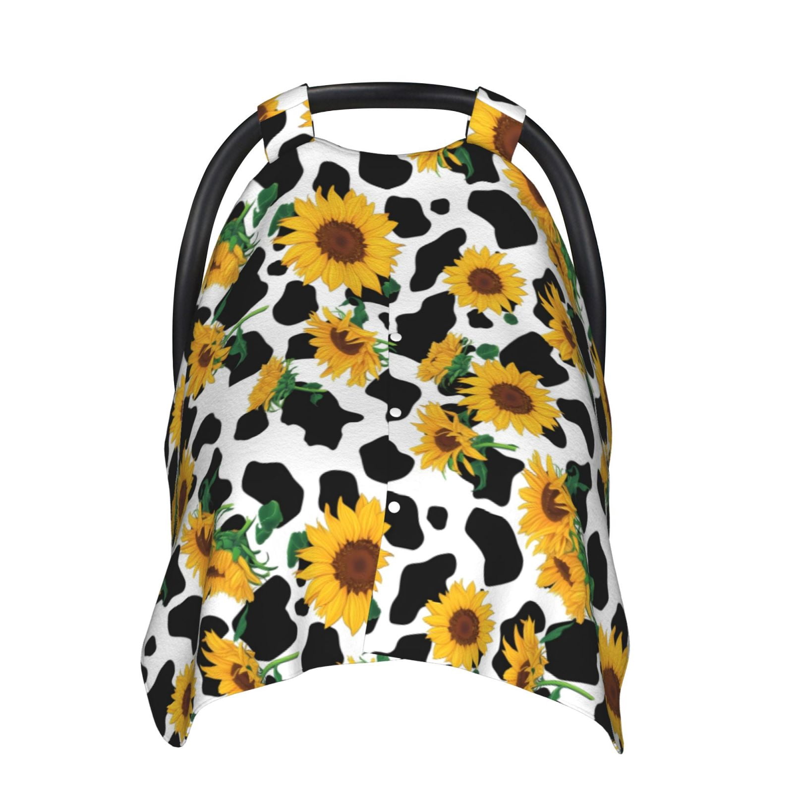 Car Seat Cover Baby - Cute Cow Print Sunflower A Breathable Infant Car Seat Cover for Baby Carseat, Lightweight Comfort Baby Essentials Must Haves Newborn Stuff for Girl Boy