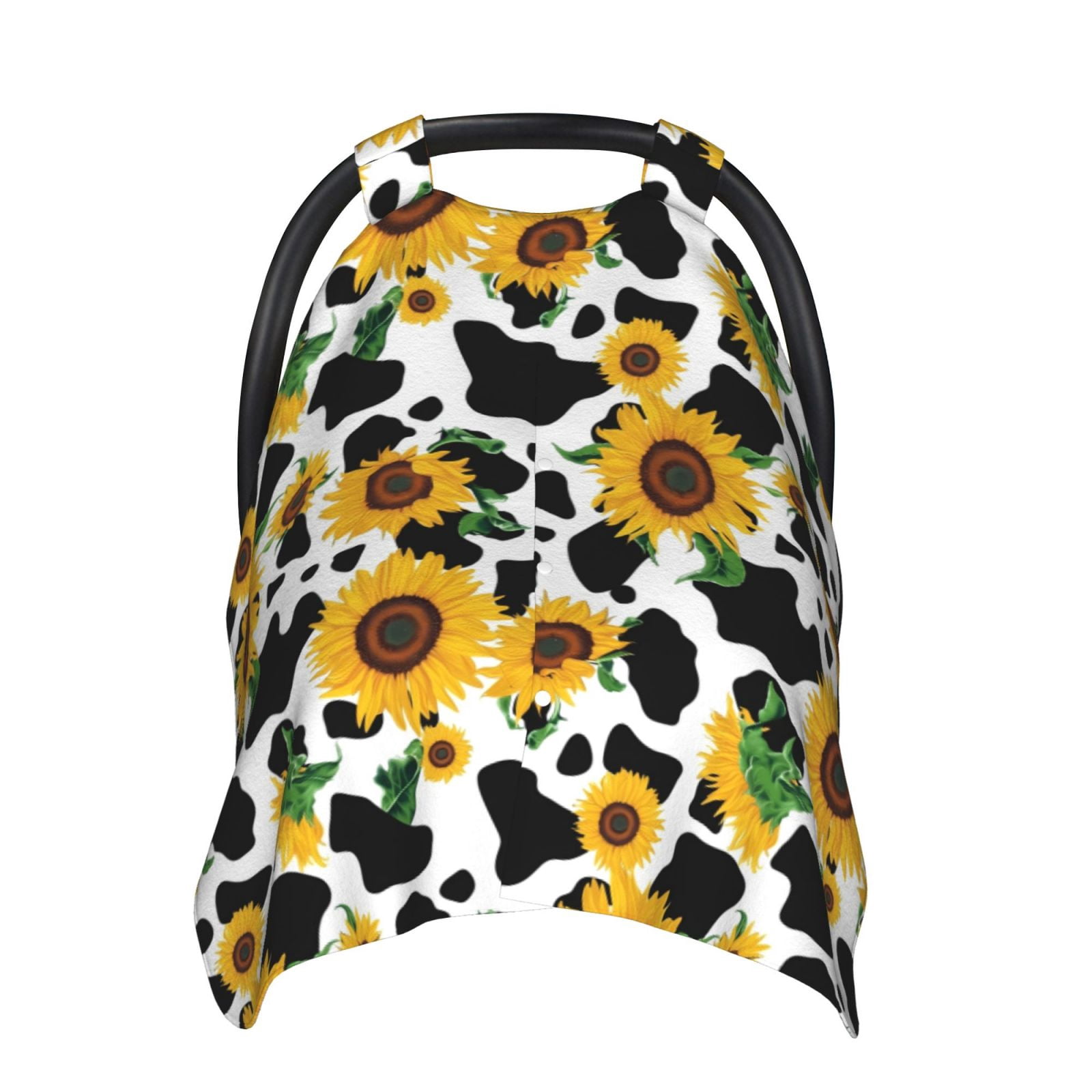 Car Seat Cover Baby - Cute Cow Print Sunflower D Breathable Infant Car Seat Cover for Baby Carseat, Lightweight Comfort Baby Essentials Must Haves Newborn Stuff for Girl Boy
