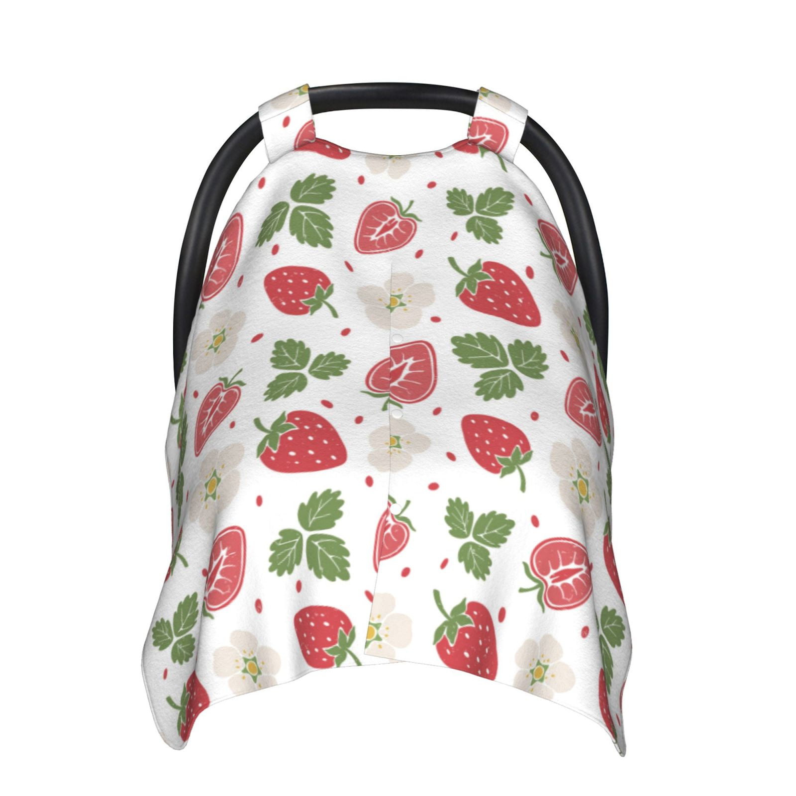 Car Seat Cover Baby - Cute Flower Strawberry Leaves Breathable Infant Car Seat Cover for Baby Carseat, Lightweight Comfort Baby Essentials Must Haves Newborn Stuff for Girl Boy