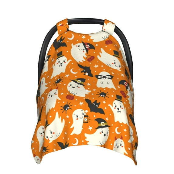 Car Seat Cover Baby, Cute Ghosts Baby Car Seat Cover for Baby Boys Girls Newborn , Infant Car Seat Canopy Cover Nursing Breastfeeding Cover Warm Blanket