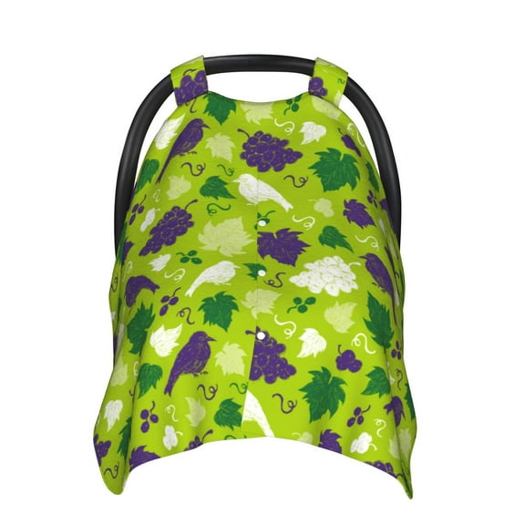 Car Seat Cover Baby - Cute Grape Bird Breathable Infant Car Seat Cover for Baby Carseat, Lightweight Comfort Baby Essentials Must Haves Newborn Stuff for Girl Boy