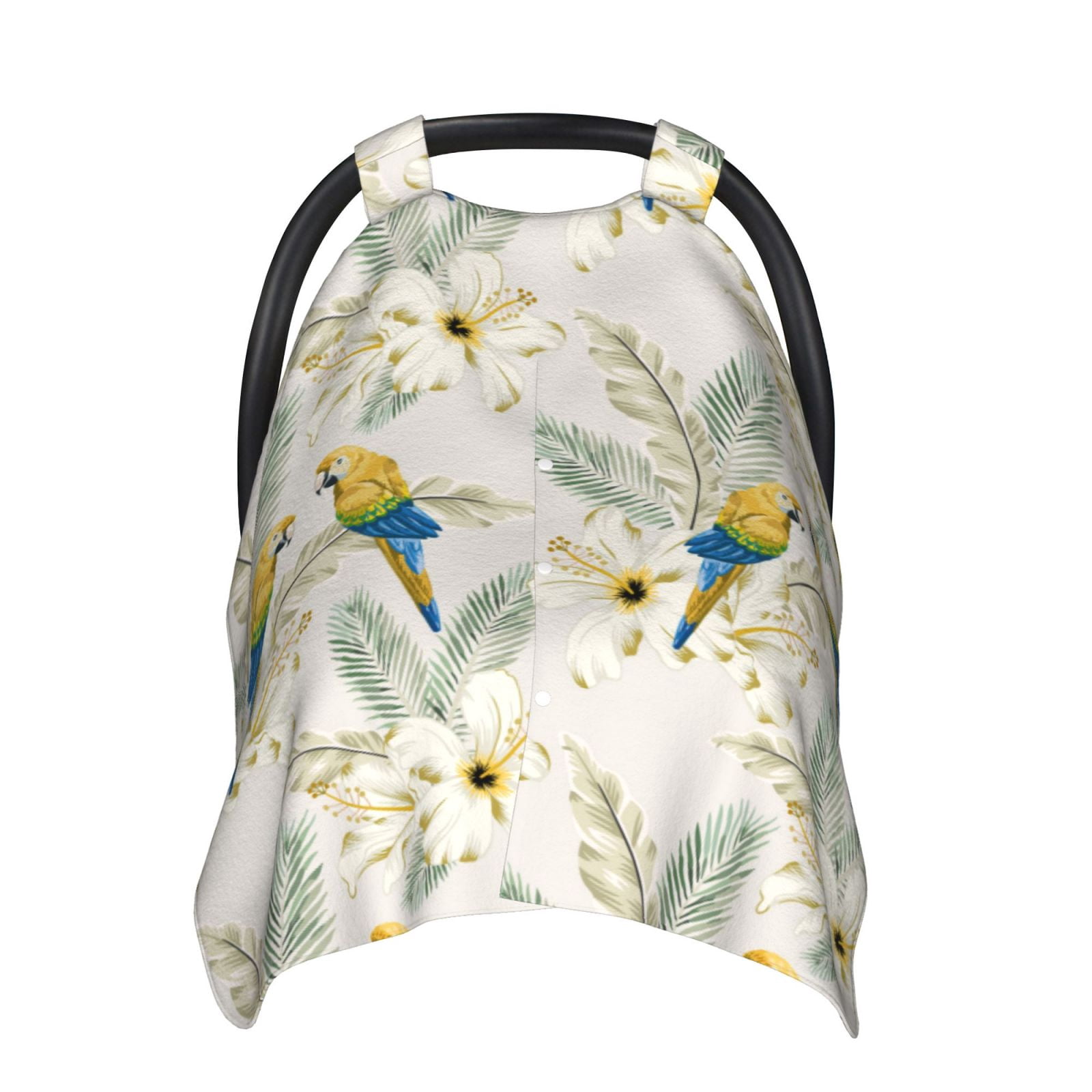 Car Seat Cover Baby - Cute Parrot Palm Leaves Flower Breathable Infant Car Seat Cover for Baby Carseat, Lightweight Comfort Baby Essentials Must Haves Newborn Stuff for Girl Boy