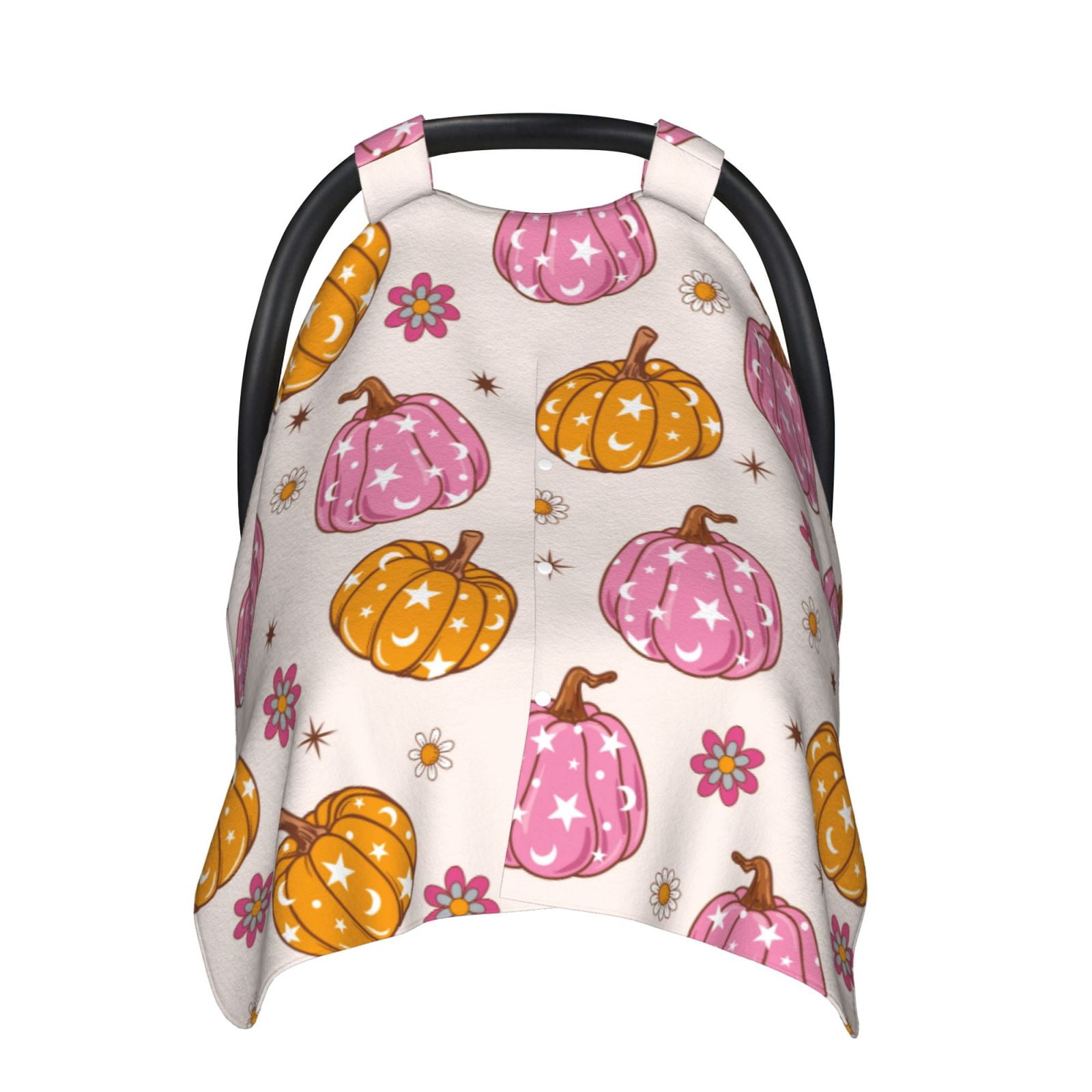 Car Seat Cover Baby - Cute Pink Daisy Pumpkin Breathable Infant Car Seat Cover for Baby Carseat, Lightweight Comfort Baby Essentials Must Haves Newborn Stuff for Girl Boy
