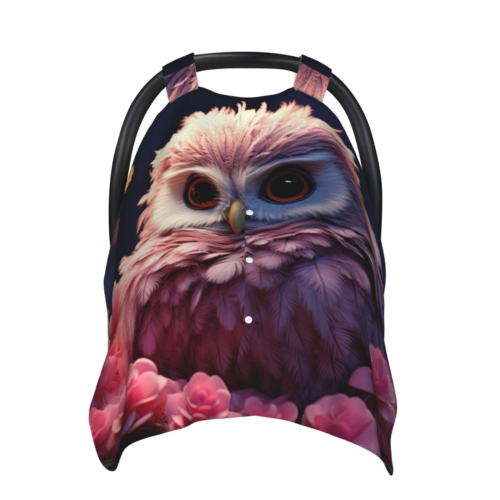 Car Seat Cover Baby - Cute Pink Flower Owl Breathable Infant Car Seat Cover for Baby Carseat, Lightweight Comfort Baby Essentials Must Haves Newborn Stuff for Girl Boy