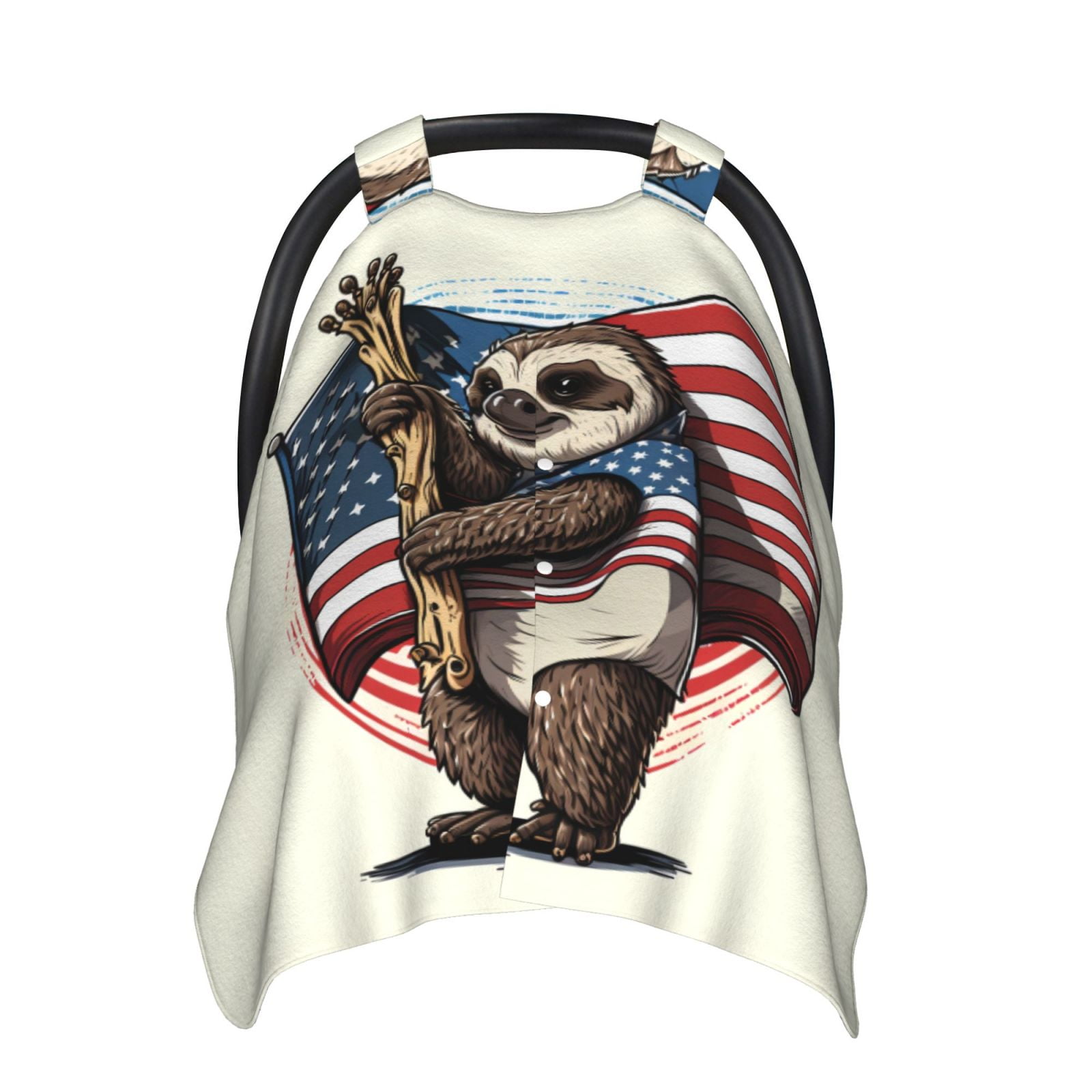 Car Seat Cover Baby - Cute Sloth American Flag Breathable Infant Car Seat Cover for Baby Carseat, Lightweight Comfort Baby Essentials Must Haves Newborn Stuff for Girl Boy