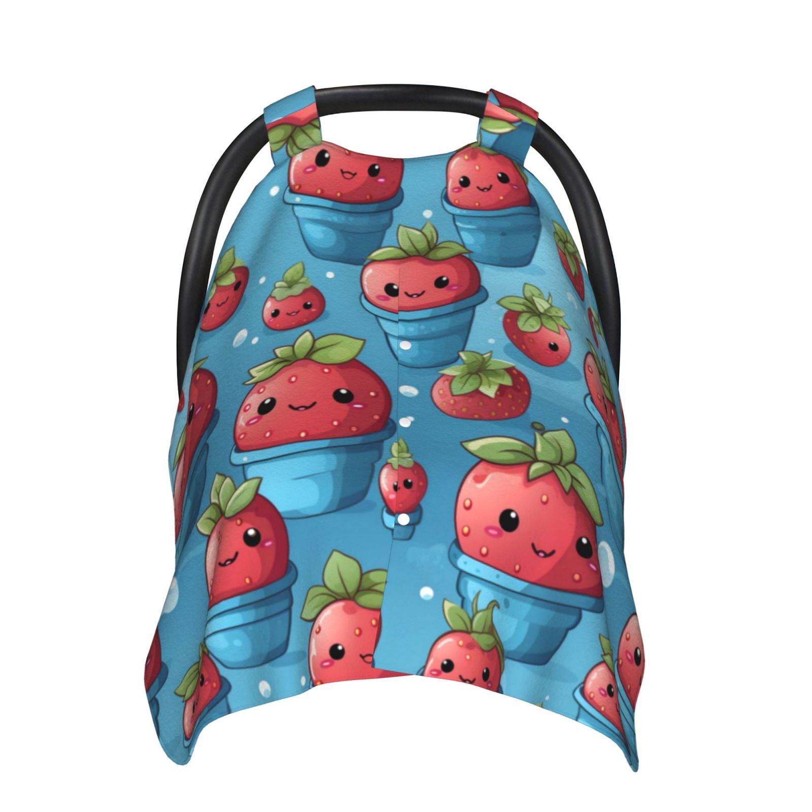 Car Seat Cover Baby - Cute Strawberry Flower Pot Breathable Infant Car Seat Cover for Baby Carseat, Lightweight Comfort Baby Essentials Must Haves Newborn Stuff for Girl Boy