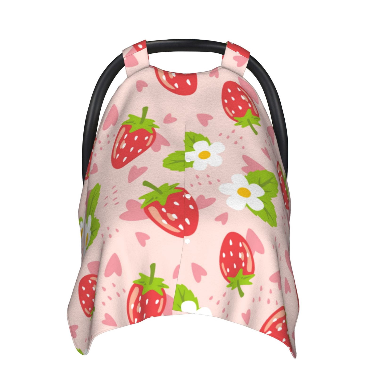 Car Seat Cover Baby - Cute Strawberry Pink Love Breathable Infant Car Seat Cover for Baby Carseat, Lightweight Comfort Baby Essentials Must Haves Newborn Stuff for Girl Boy