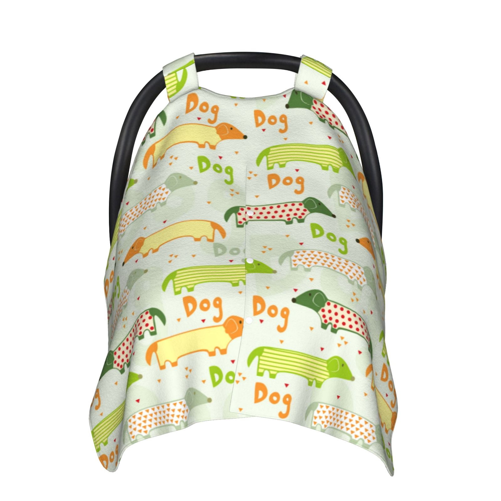 Car Seat Cover Baby - Dachshund Dog Puppy Green Orange Breathable Infant Car Seat Cover for Baby Carseat, Lightweight Comfort Baby Essentials Must Haves Newborn Stuff for Girl Boy