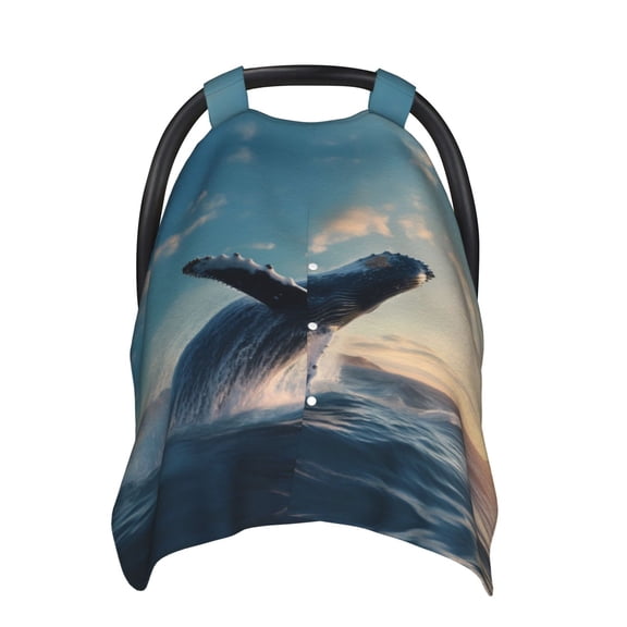 Car Seat Cover Baby - Dancing Whale Breathable Infant Car Seat Cover for Baby Carseat, Lightweight Comfort Baby Essentials Must Haves Newborn Stuff for Girl Boy