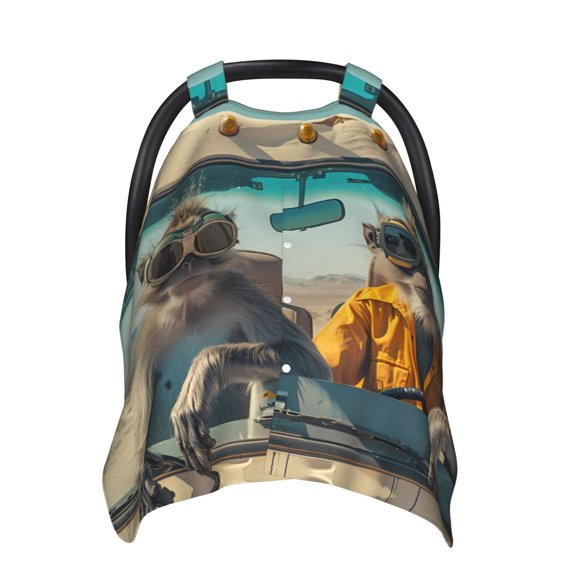 Car Seat Cover Baby - Desert Monkeys Drive Breathable Infant Car Seat Cover for Baby Carseat, Lightweight Comfort Baby Essentials Must Haves Newborn Stuff for Girl Boy