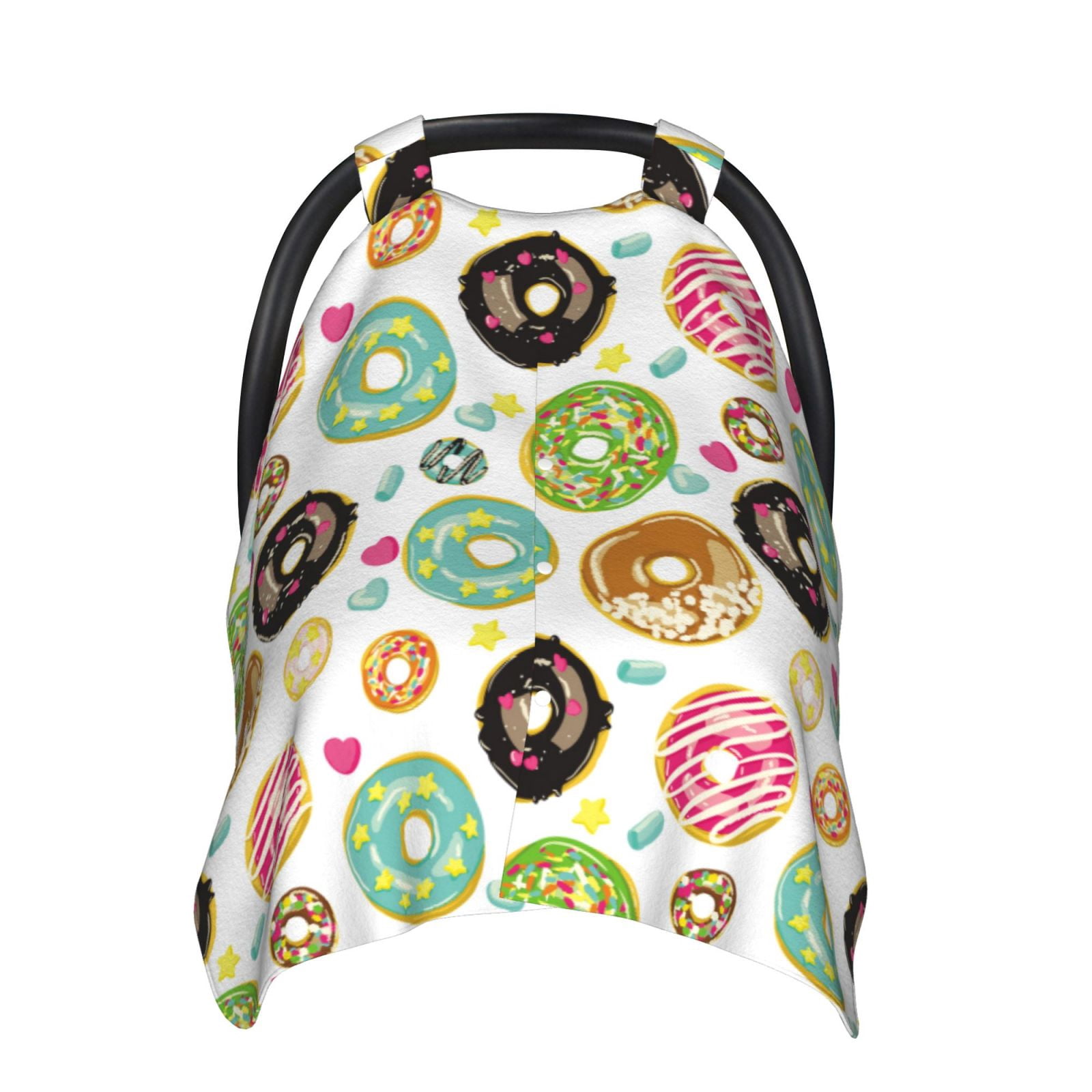 Car Seat Cover Baby - Donut Heart Print Breathable Infant Car Seat Cover for Baby Carseat, Lightweight Comfort Baby Essentials Must Haves Newborn Stuff for Girl Boy