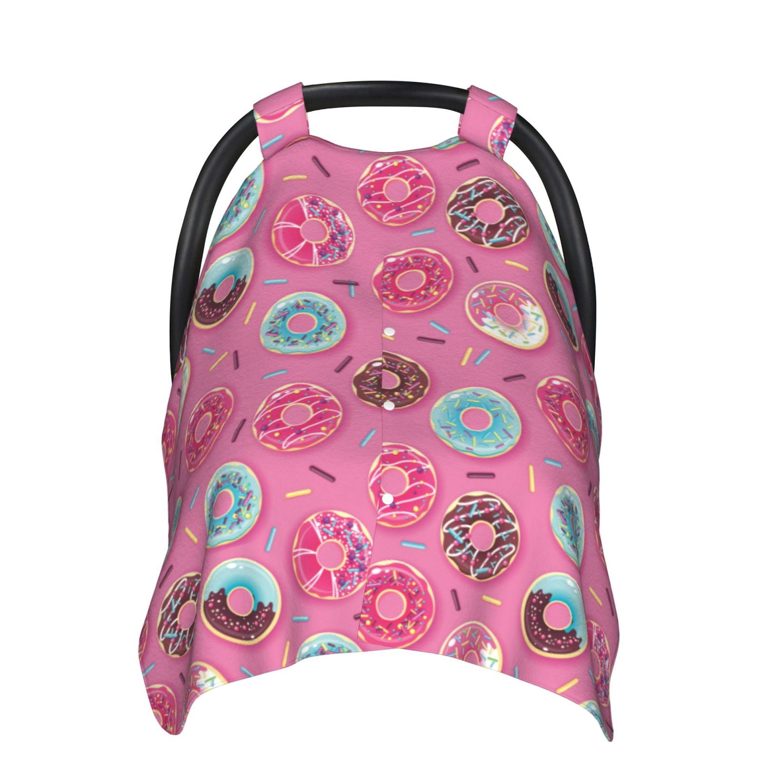 Car Seat Cover Baby - Donut Pink Print Breathable Infant Car Seat Cover for Baby Carseat, Lightweight Comfort Baby Essentials Must Haves Newborn Stuff for Girl Boy