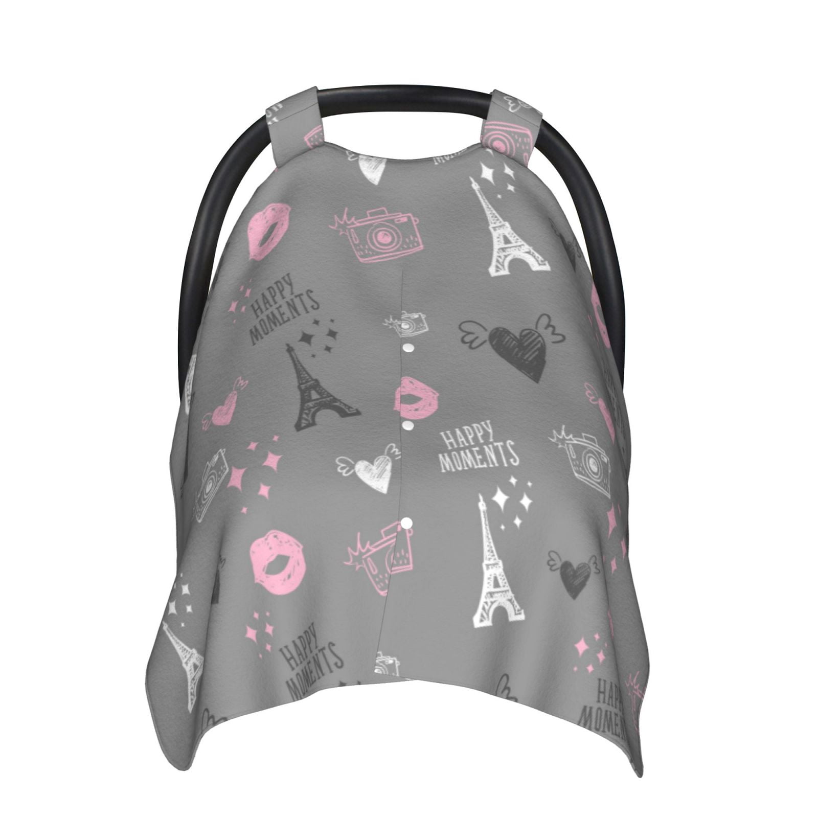 Car Seat Cover Baby - Eiffel Tower Vibrant Breathable Infant Car Seat Cover for Baby Carseat, Lightweight Comfort Baby Essentials Must Haves Newborn Stuff for Girl Boy