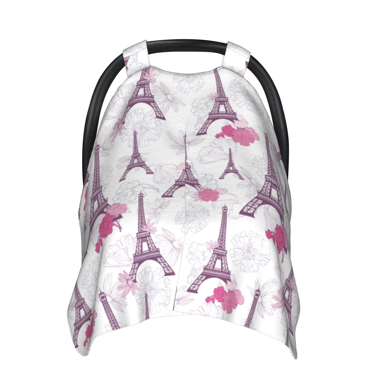 Car Seat Cover Baby - Eiffel Tower flowers Breathable Infant Car Seat Cover for Baby Carseat, Lightweight Comfort Baby Essentials Must Haves Newborn Stuff for Girl Boy