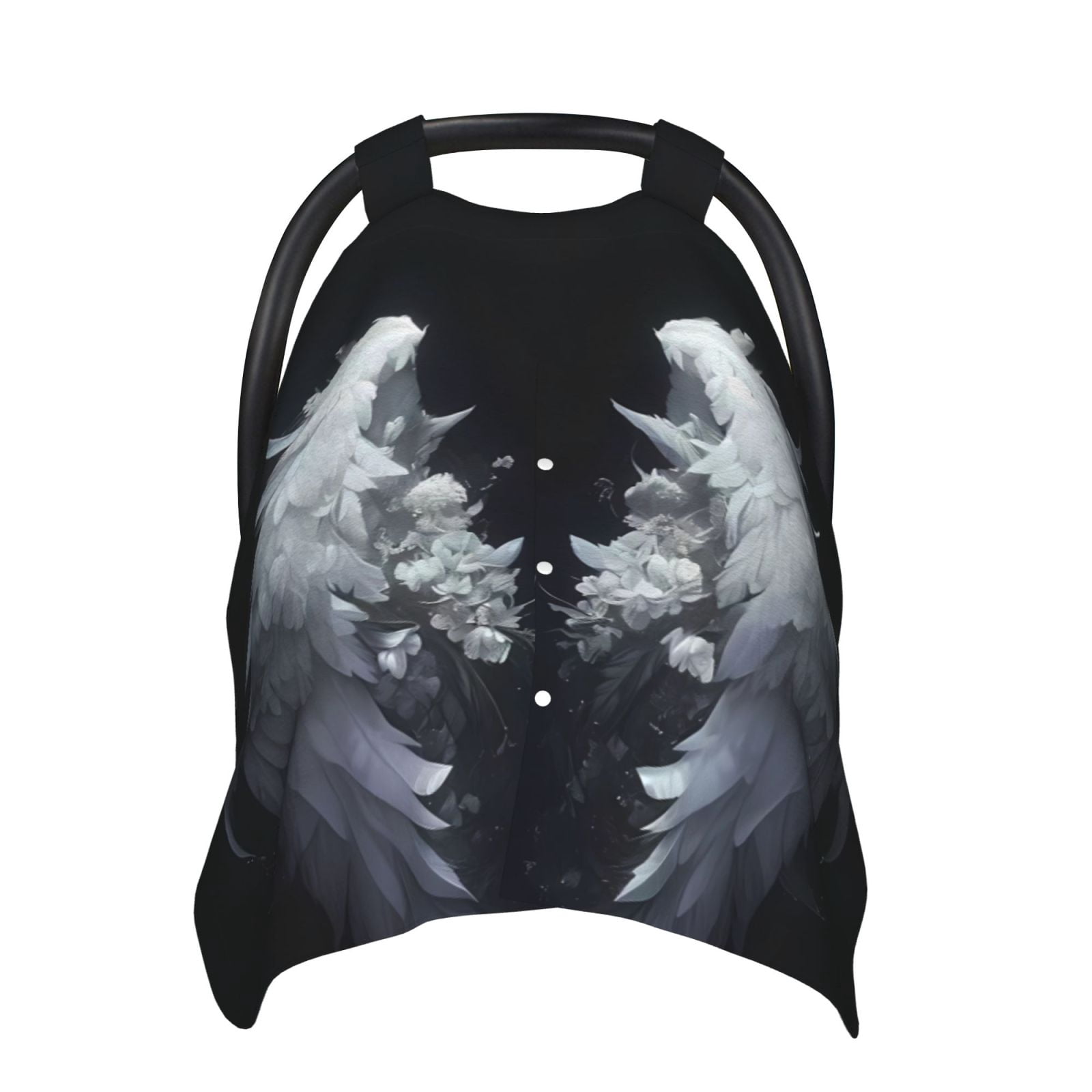 Car Seat Cover Baby - Elegant Feathered Floral Wings Breathable Infant Car Seat Cover for Baby Carseat, Lightweight Comfort Baby Essentials Must Haves Newborn Stuff for Girl Boy