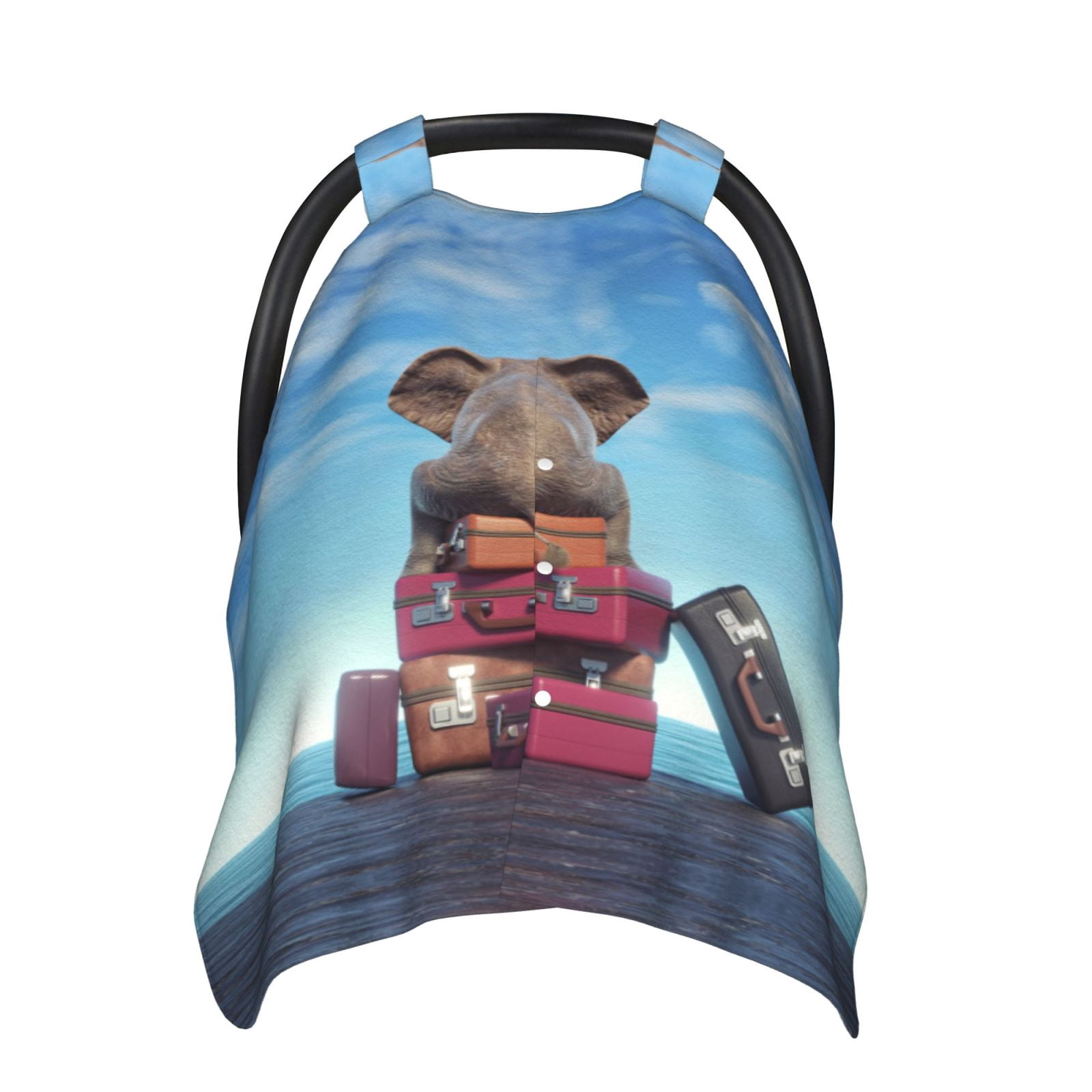 Car Seat Cover Baby - Elephant Sits On Luggages Breathable Infant Car Seat Cover for Baby Carseat, Lightweight Comfort Baby Essentials Must Haves Newborn Stuff for Girl Boy