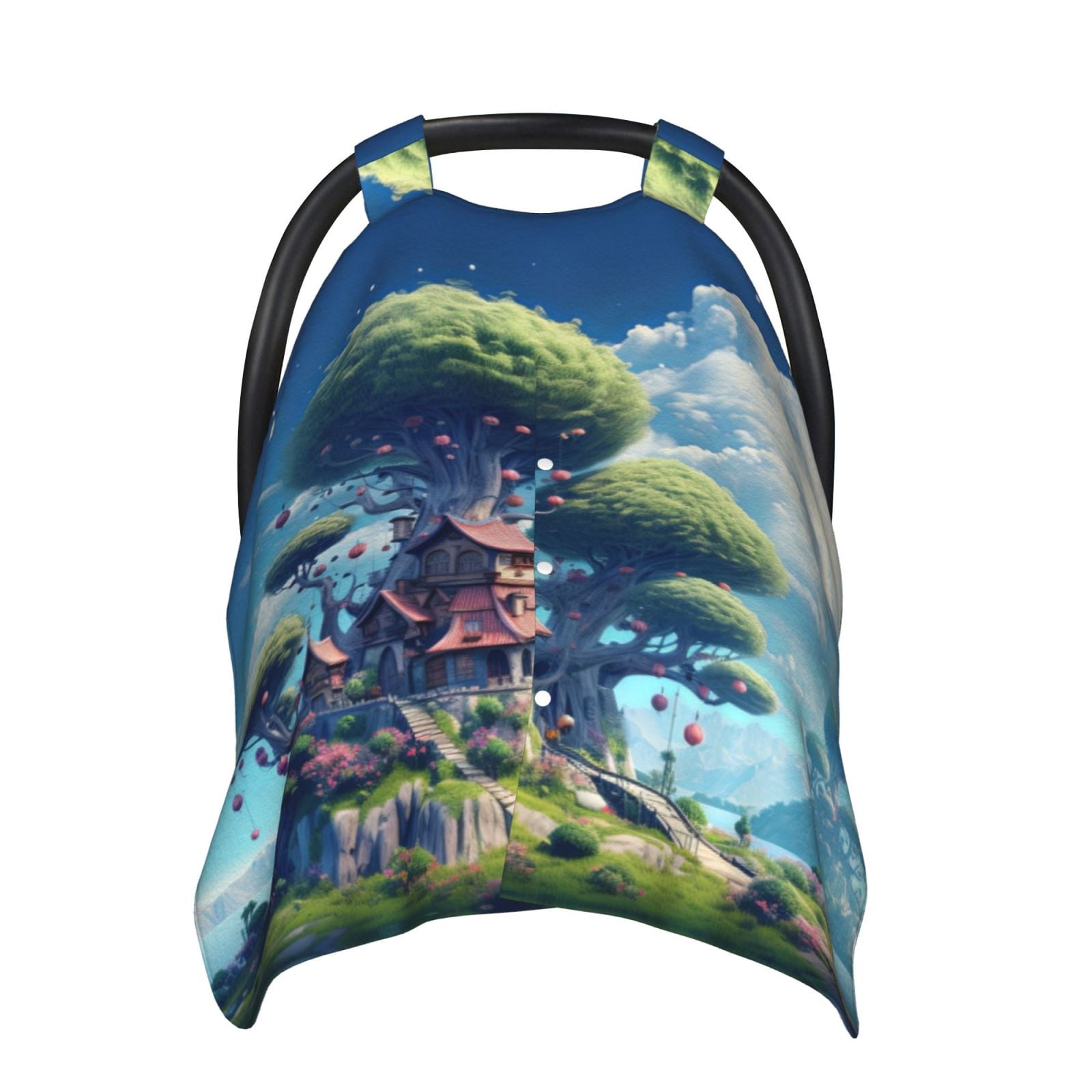 Car Seat Cover Baby - Fantasy Treehouse Planet Scene Breathable Infant Car Seat Cover for Baby Carseat, Lightweight Comfort Baby Essentials Must Haves Newborn Stuff for Girl Boy