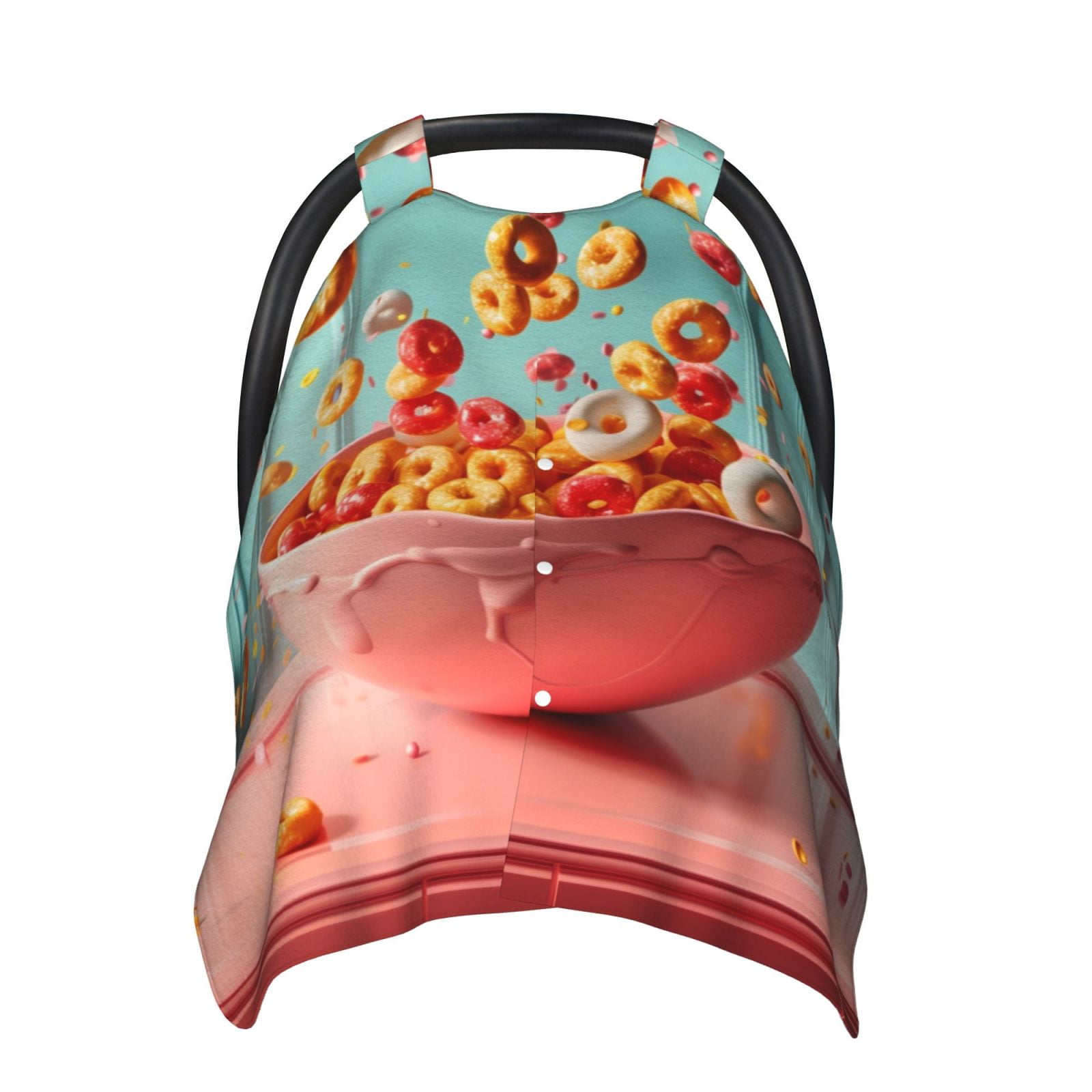 Car Seat Cover Baby - Floating Colorful Cereal Breathable Infant Car Seat Cover for Baby Carseat, Lightweight Comfort Baby Essentials Must Haves Newborn Stuff for Girl Boy