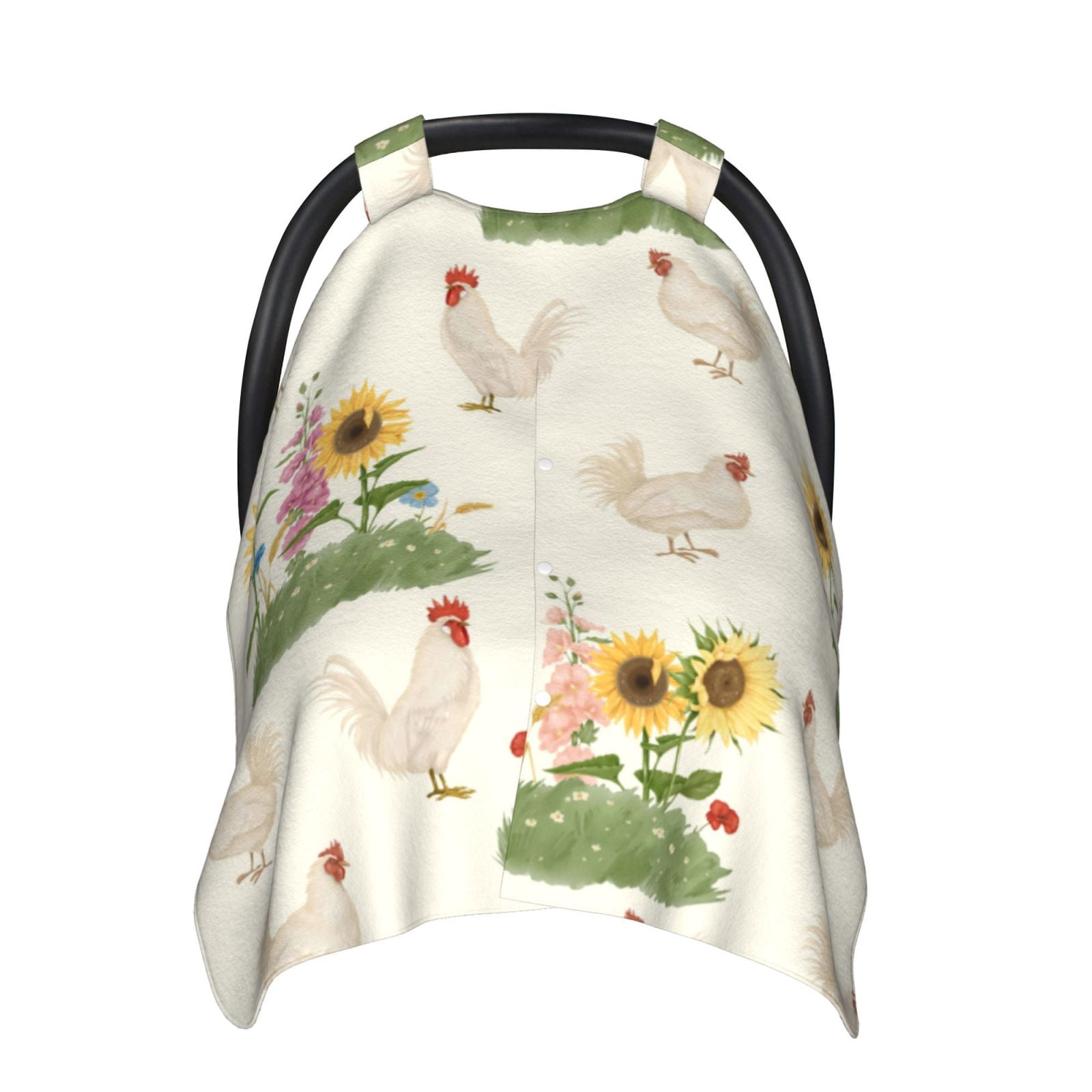 Car Seat Cover Baby - Flowers And Hens Breathable Infant Car Seat Cover for Baby Carseat, Lightweight Comfort Baby Essentials Must Haves Newborn Stuff for Girl Boy