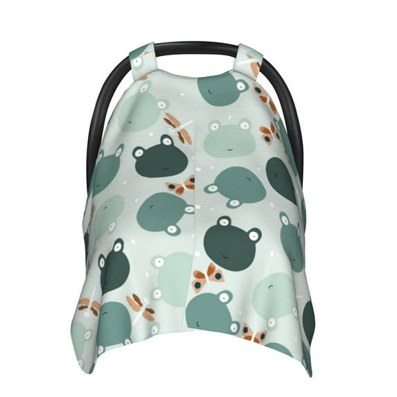 Car Seat Cover Baby - Frog And Dragonflies Breathable Infant Car Seat Cover for Baby Carseat, Lightweight Comfort Baby Essentials Must Haves Newborn Stuff for Girl Boy