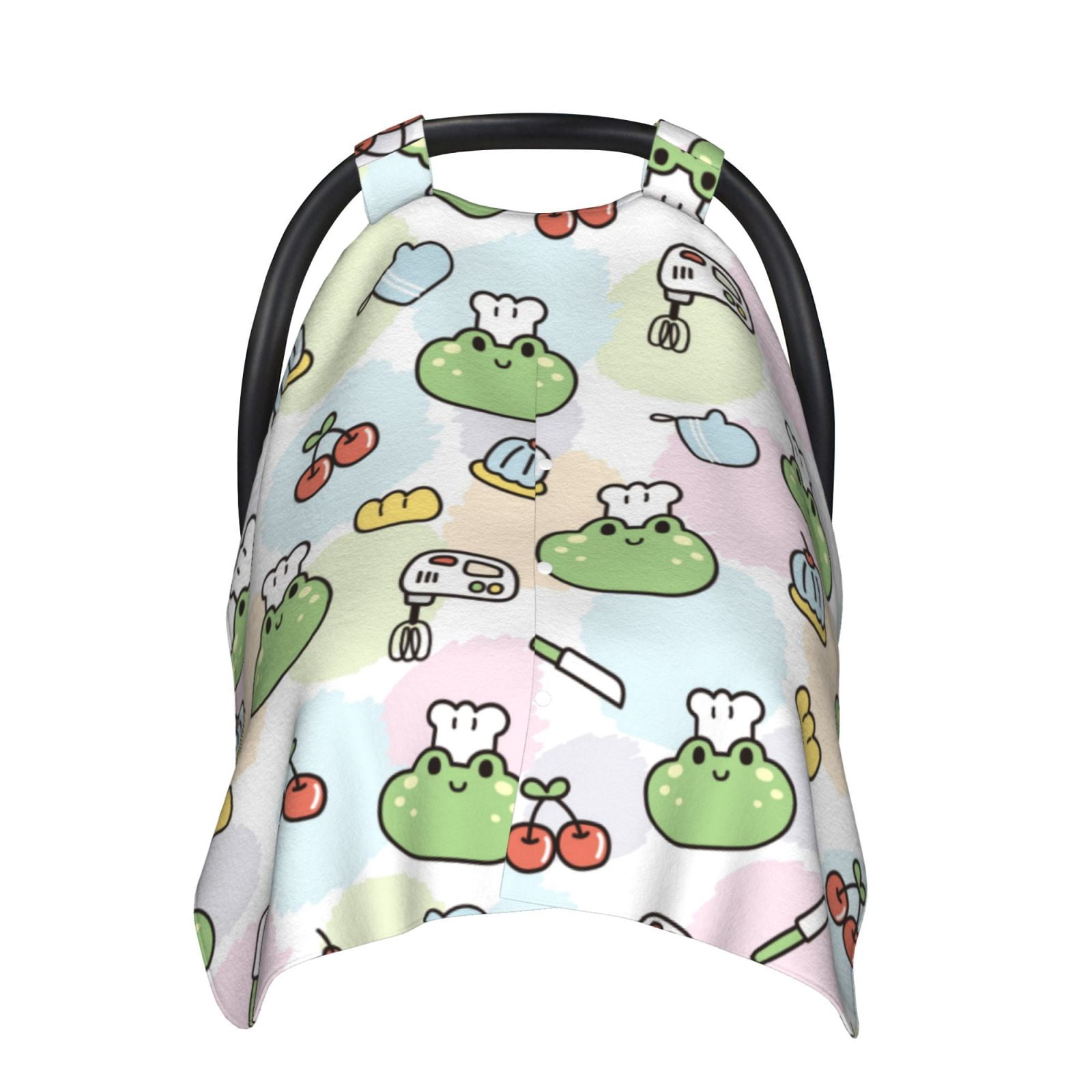 Car Seat Cover Baby - Frog Wear Chef Hat Breathable Infant Car Seat Cover for Baby Carseat, Lightweight Comfort Baby Essentials Must Haves Newborn Stuff for Girl Boy