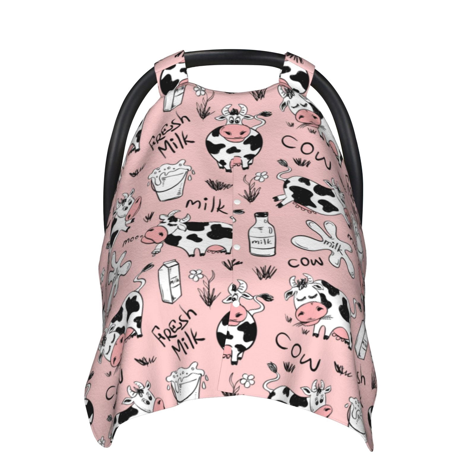 Car Seat Cover Baby - Funny Cute Cartoon Milk Cow Breathable Infant Car Seat Cover for Baby Carseat, Lightweight Comfort Baby Essentials Must Haves Newborn Stuff for Girl Boy