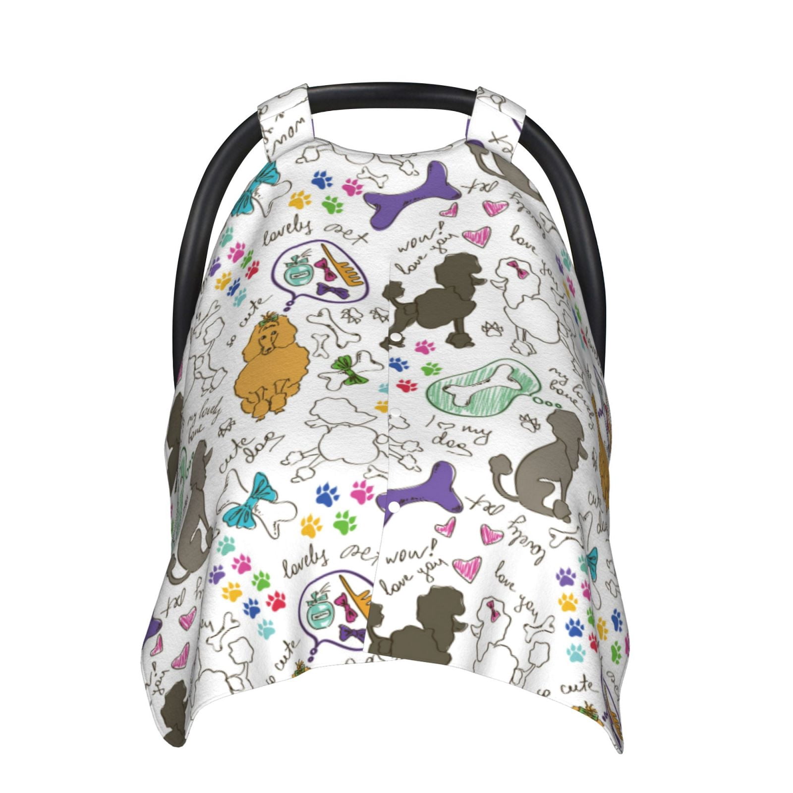 Car Seat Cover Baby - Funny Cute Poodle Dog Breathable Infant Car Seat Cover for Baby Carseat, Lightweight Comfort Baby Essentials Must Haves Newborn Stuff for Girl Boy