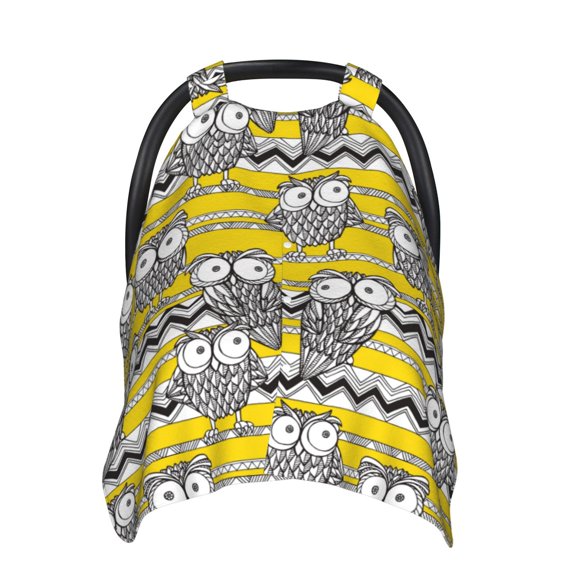Car Seat Cover Baby - Funny Owl Breathable Infant Car Seat Cover for Baby Carseat, Lightweight Comfort Baby Essentials Must Haves Newborn Stuff for Girl Boy