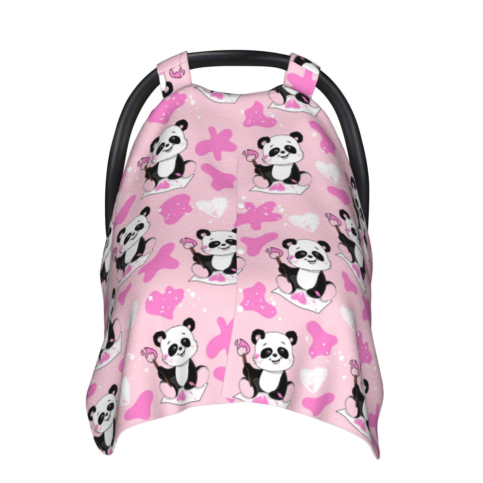Car Seat Cover Baby - Funny Panda Draws A Heart Breathable Infant Car Seat Cover for Baby Carseat, Lightweight Comfort Baby Essentials Must Haves Newborn Stuff for Girl Boy