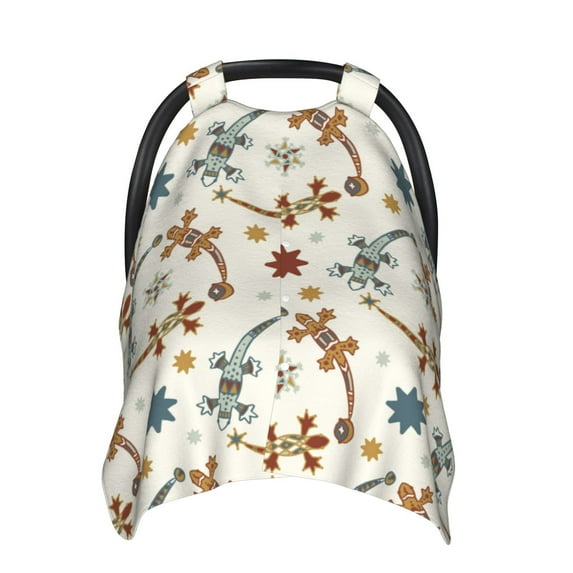 Car Seat Cover Baby, Geometric Lizard Gecko Colorful Baby Car Seat Cover for Baby Boys Girls Newborn , Infant Car Seat Canopy Cover Nursing Breastfeeding Cover Warm Blanket