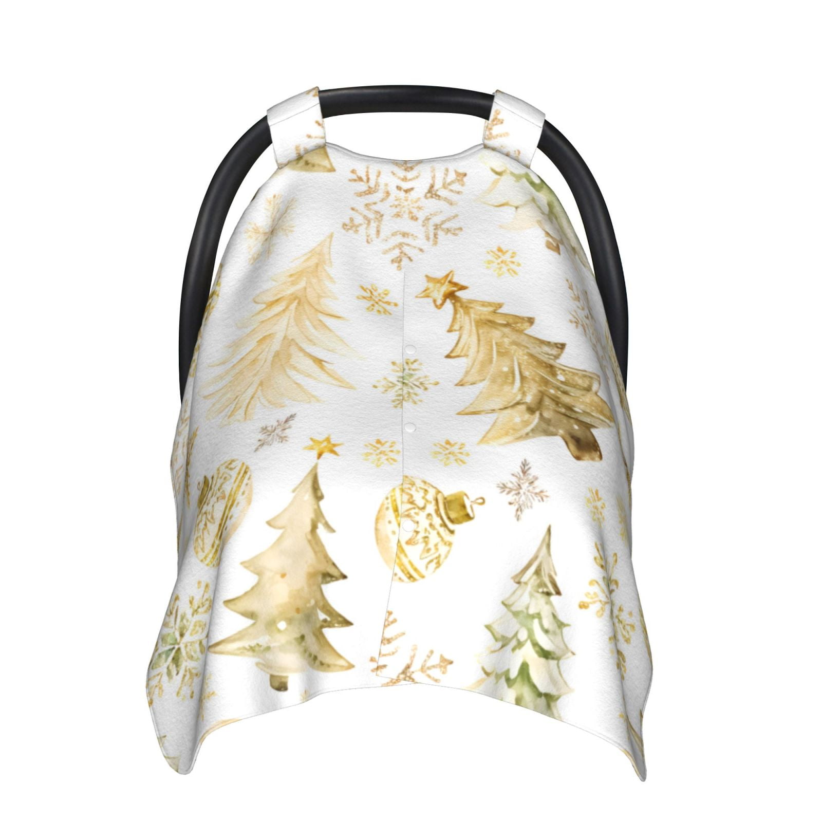 Car Seat Cover Baby - Gold Christmas Tree Breathable Infant Car Seat Cover for Baby Carseat, Lightweight Comfort Baby Essentials Must Haves Newborn Stuff for Girl Boy