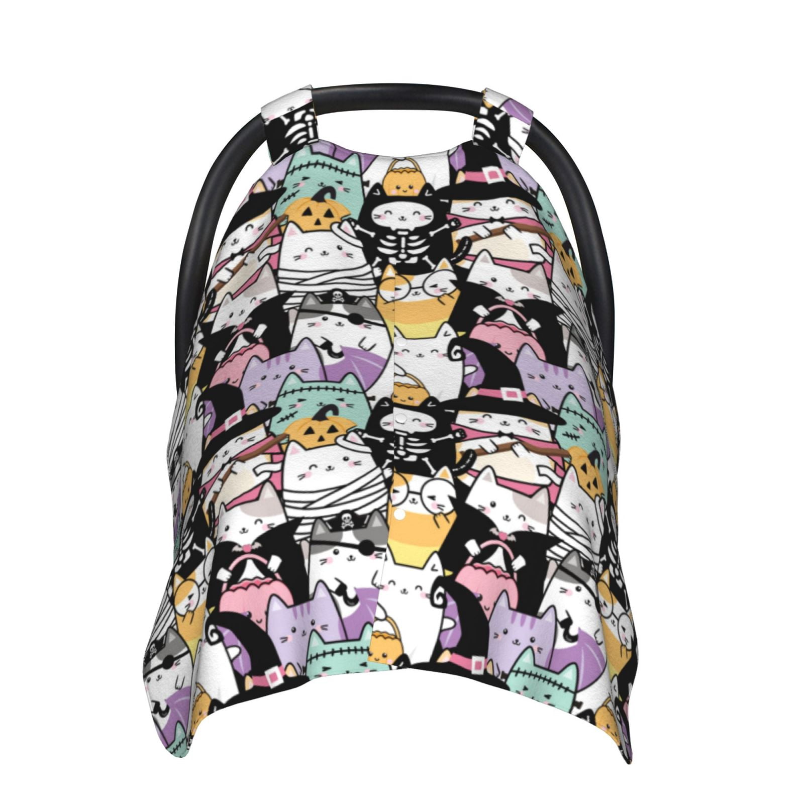 Car Seat Cover Baby - Halloween Decoration Cartoon Cat Breathable Infant Car Seat Cover for Baby Carseat, Lightweight Comfort Baby Essentials Must Haves Newborn Stuff for Girl Boy