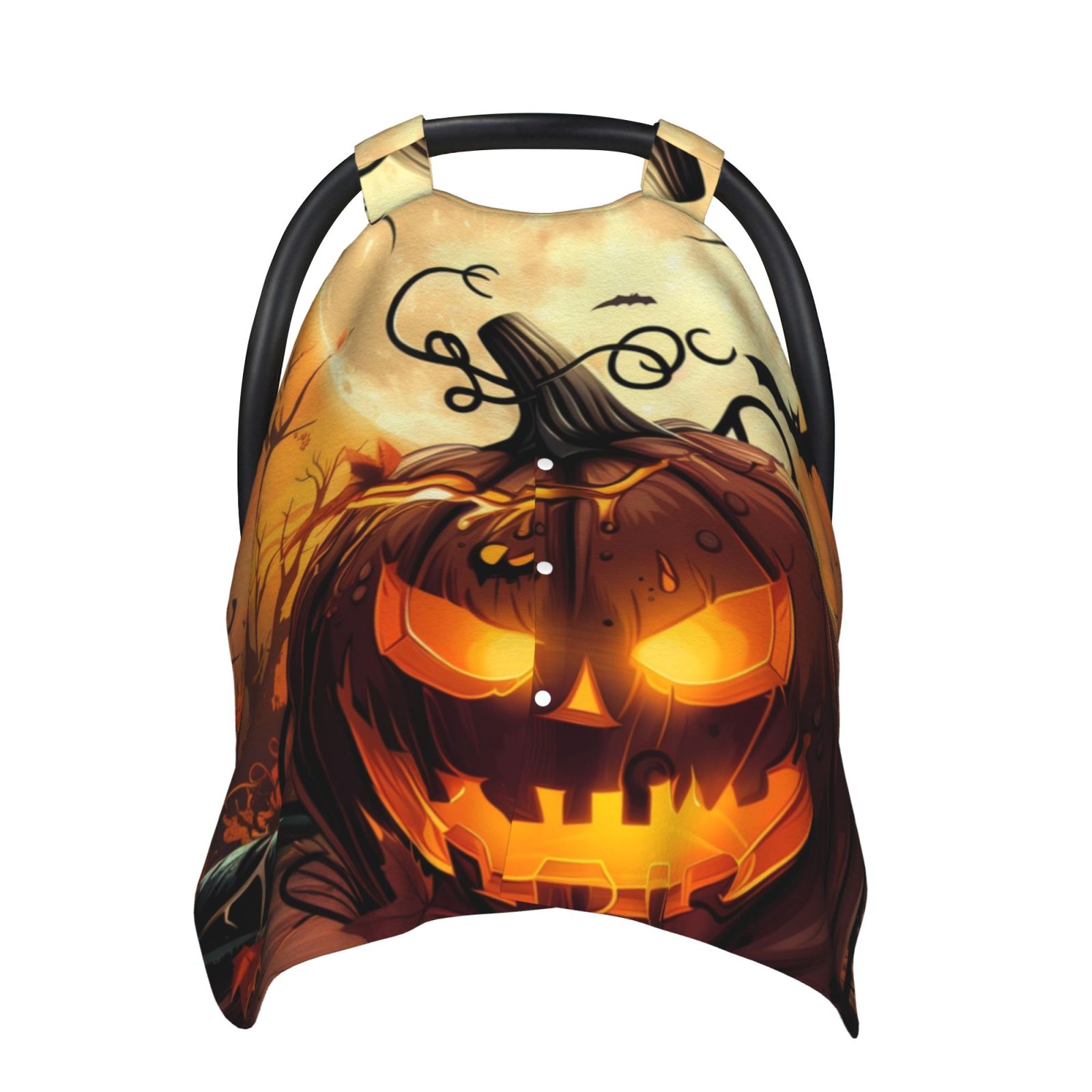 Car Seat Cover Baby - Halloween Full Moon Pumpkin Bat (2) Breathable Infant Car Seat Cover for Baby Carseat, Lightweight Comfort Baby Essentials Must Haves Newborn Stuff for Girl Boy