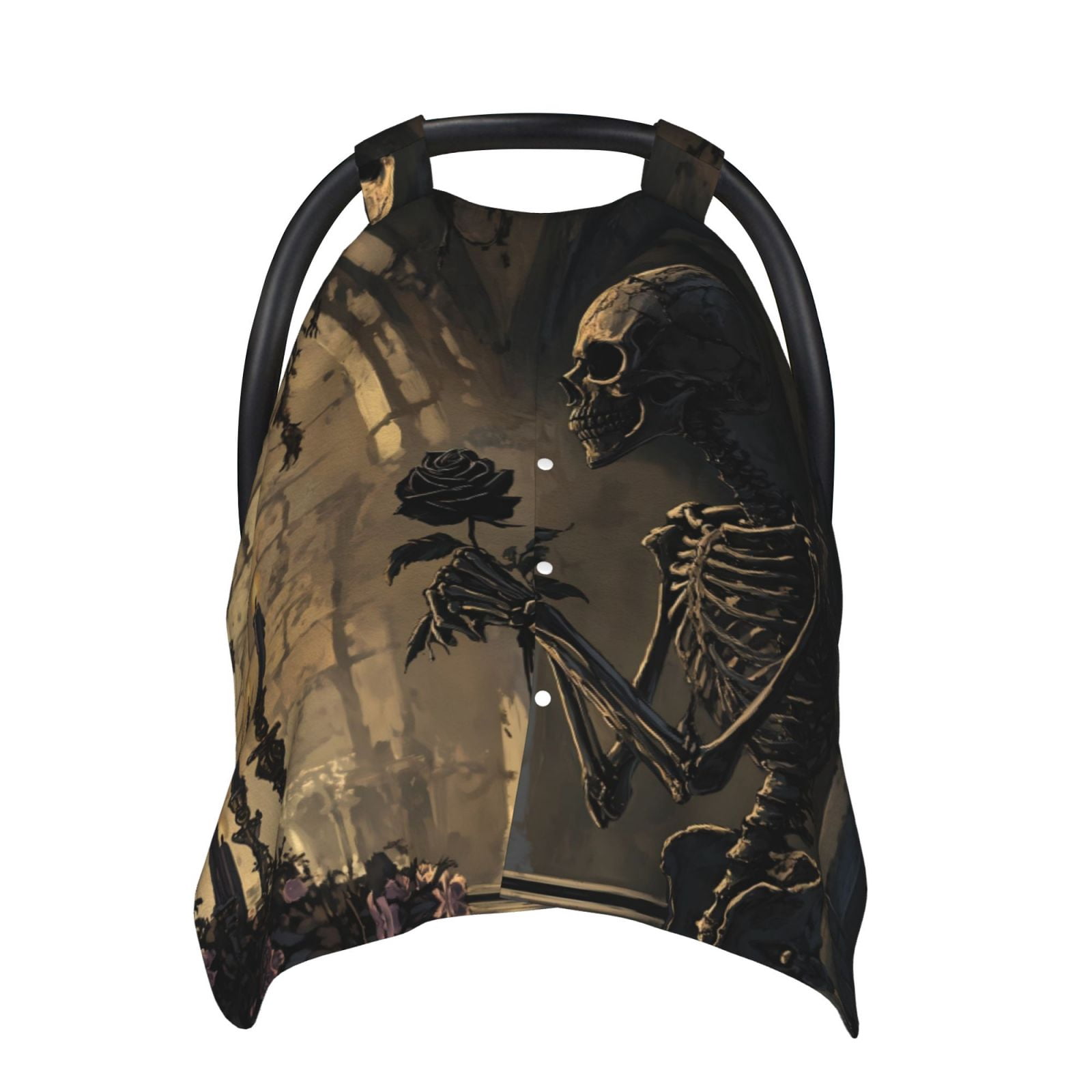 Car Seat Cover Baby - Halloween Gothic Skull Rose B Breathable Infant Car Seat Cover for Baby Carseat, Lightweight Comfort Baby Essentials Must Haves Newborn Stuff for Girl Boy