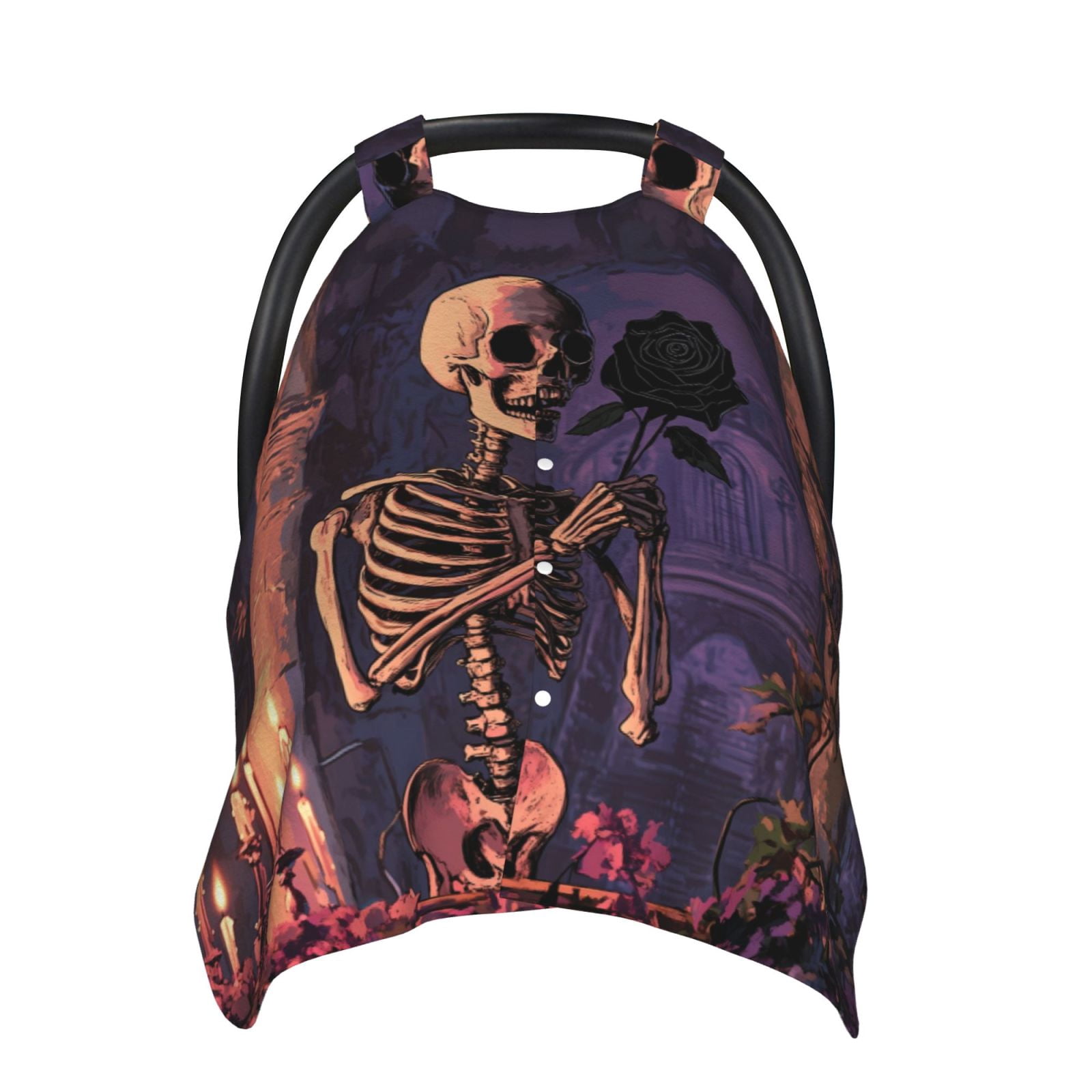 Car Seat Cover Baby - Halloween Gothic Skull Rose C Breathable Infant Car Seat Cover for Baby Carseat, Lightweight Comfort Baby Essentials Must Haves Newborn Stuff for Girl Boy