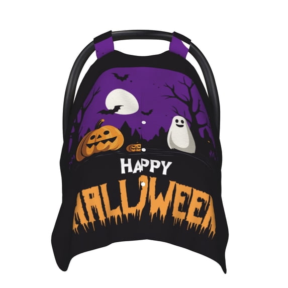 Car Seat Cover Baby - Halloween Happy L Breathable Infant Car Seat Cover for Baby Carseat, Lightweight Comfort Baby Essentials Must Haves Newborn Stuff for Girl Boy