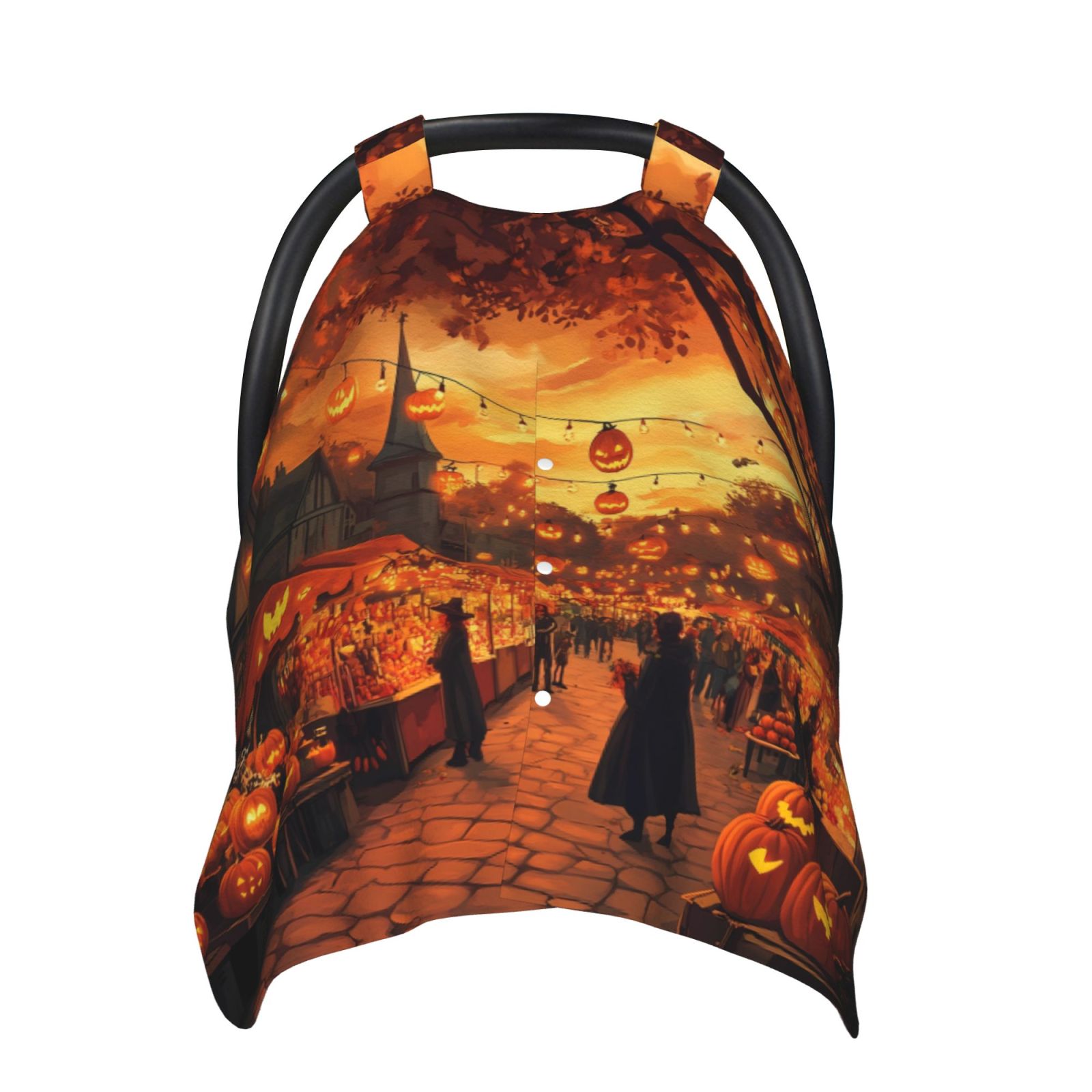 Car Seat Cover Baby - Halloween Pumpkin Market Breathable Infant Car Seat Cover for Baby Carseat, Lightweight Comfort Baby Essentials Must Haves Newborn Stuff for Girl Boy