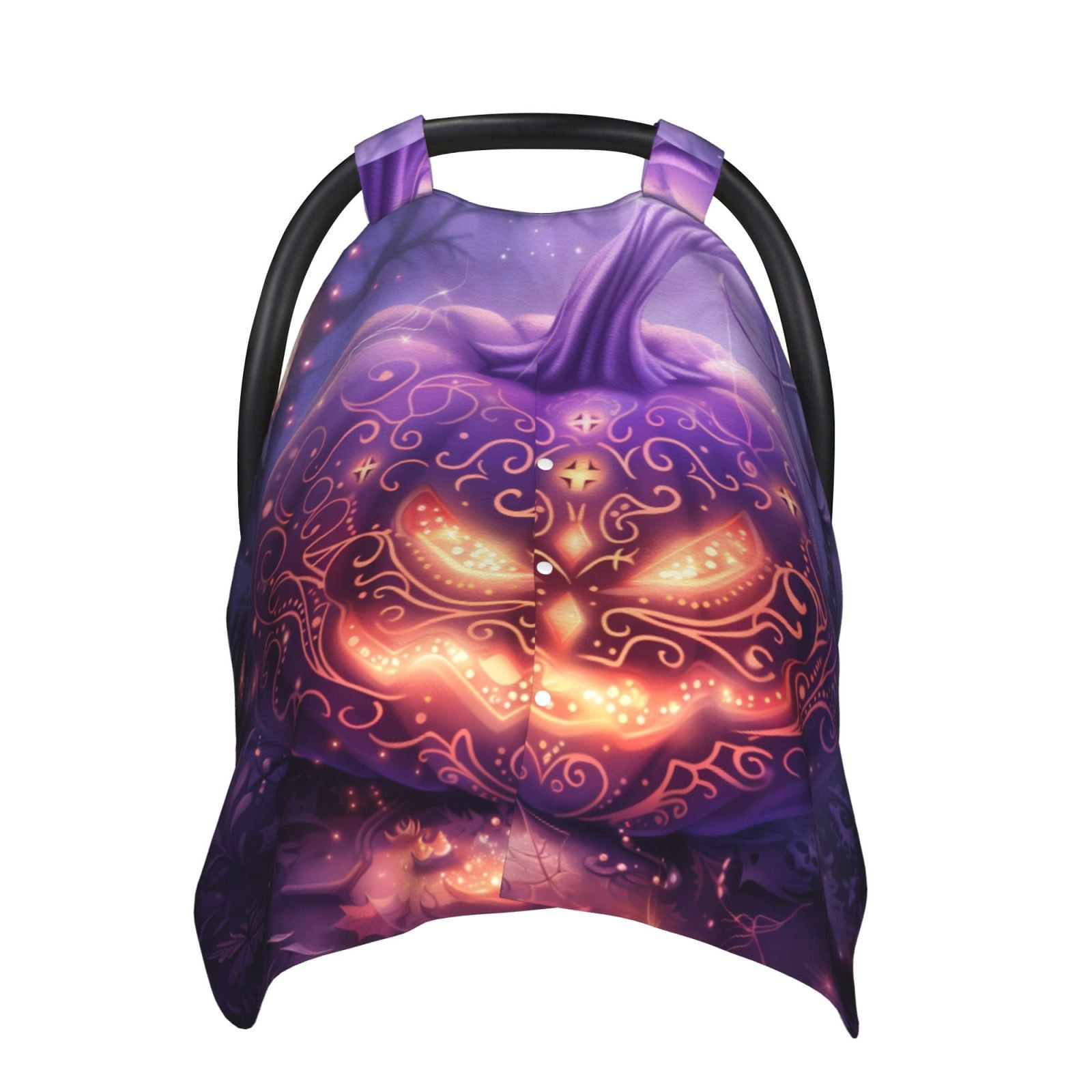 Car Seat Cover Baby - Halloween Purple Carved Pumpkin Breathable Infant Car Seat Cover for Baby Carseat, Lightweight Comfort Baby Essentials Must Haves Newborn Stuff for Girl Boy