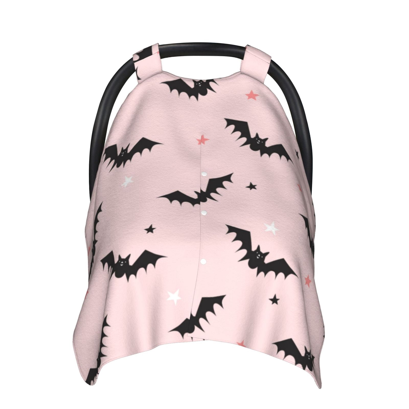 Car Seat Cover Baby - Halloween black bats star pink Breathable Infant Car Seat Cover for Baby Carseat, Lightweight Comfort Baby Essentials Must Haves Newborn Stuff for Girl Boy