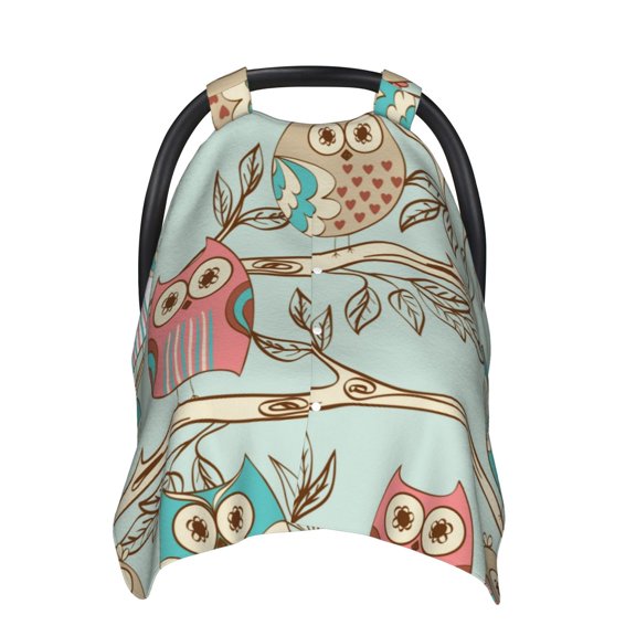 Car Seat Cover Baby - Hand drawn owl Breathable Infant Car Seat Cover for Baby Carseat, Lightweight Comfort Baby Essentials Must Haves Newborn Stuff for Girl Boy